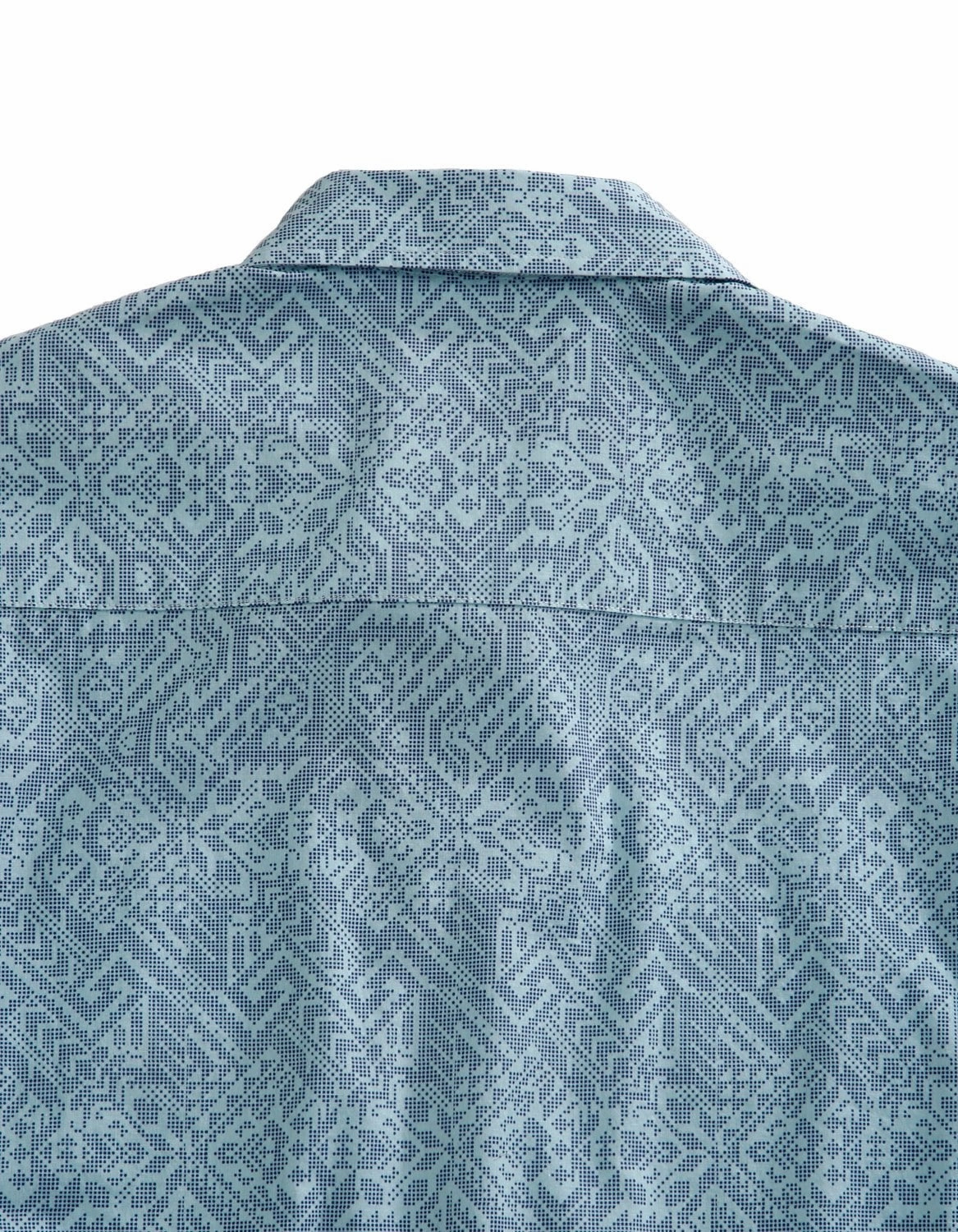 Tin Haul Mens Dot Matrix Aztec Blue 100% Cotton L/S Shirt High Density Weave Embellished Neckline