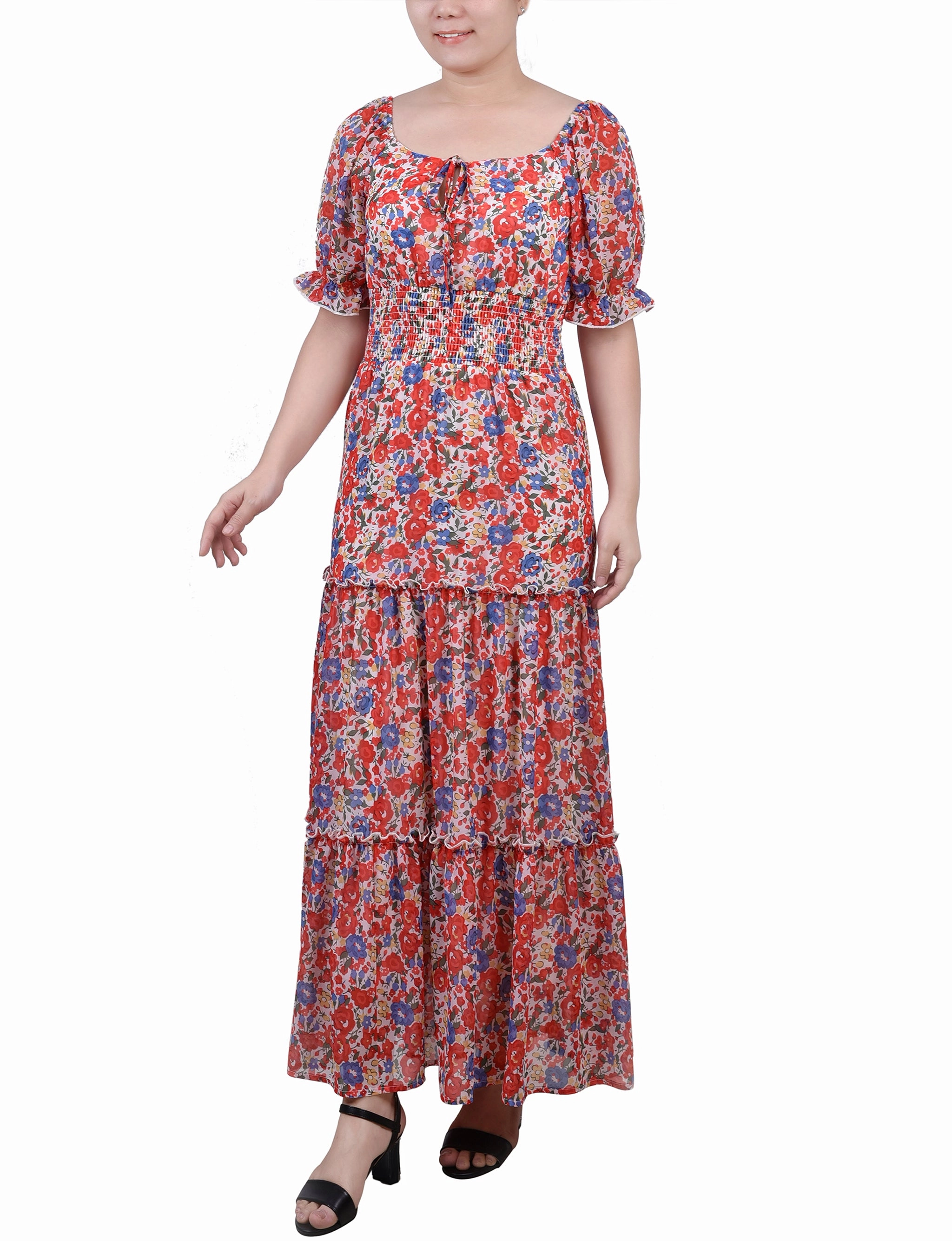 Dressy Glow Leg-Lengthening Maxi Short Sleeve Dress