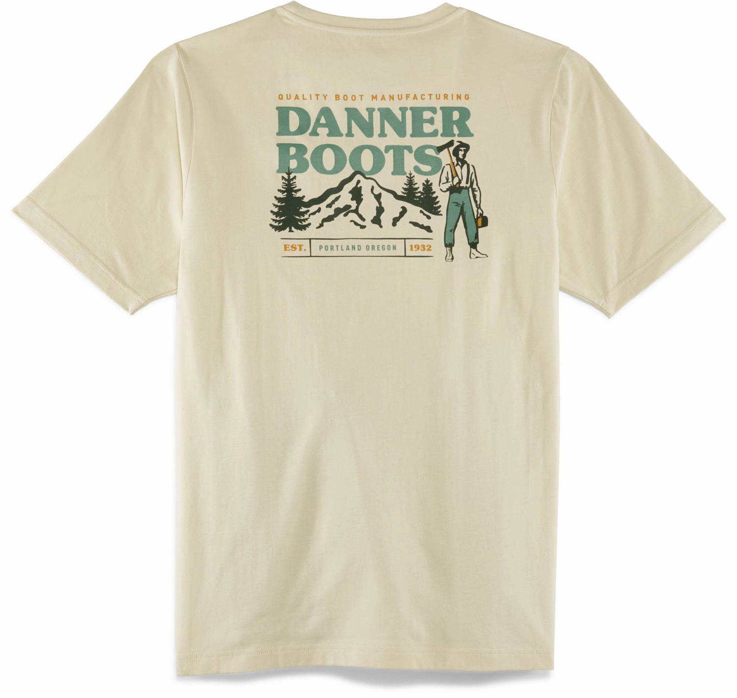Quick Dry Material Fit For All Day Danner Mens Jack Tee Oatmeal 100% Cotton S/S T-Shirt
