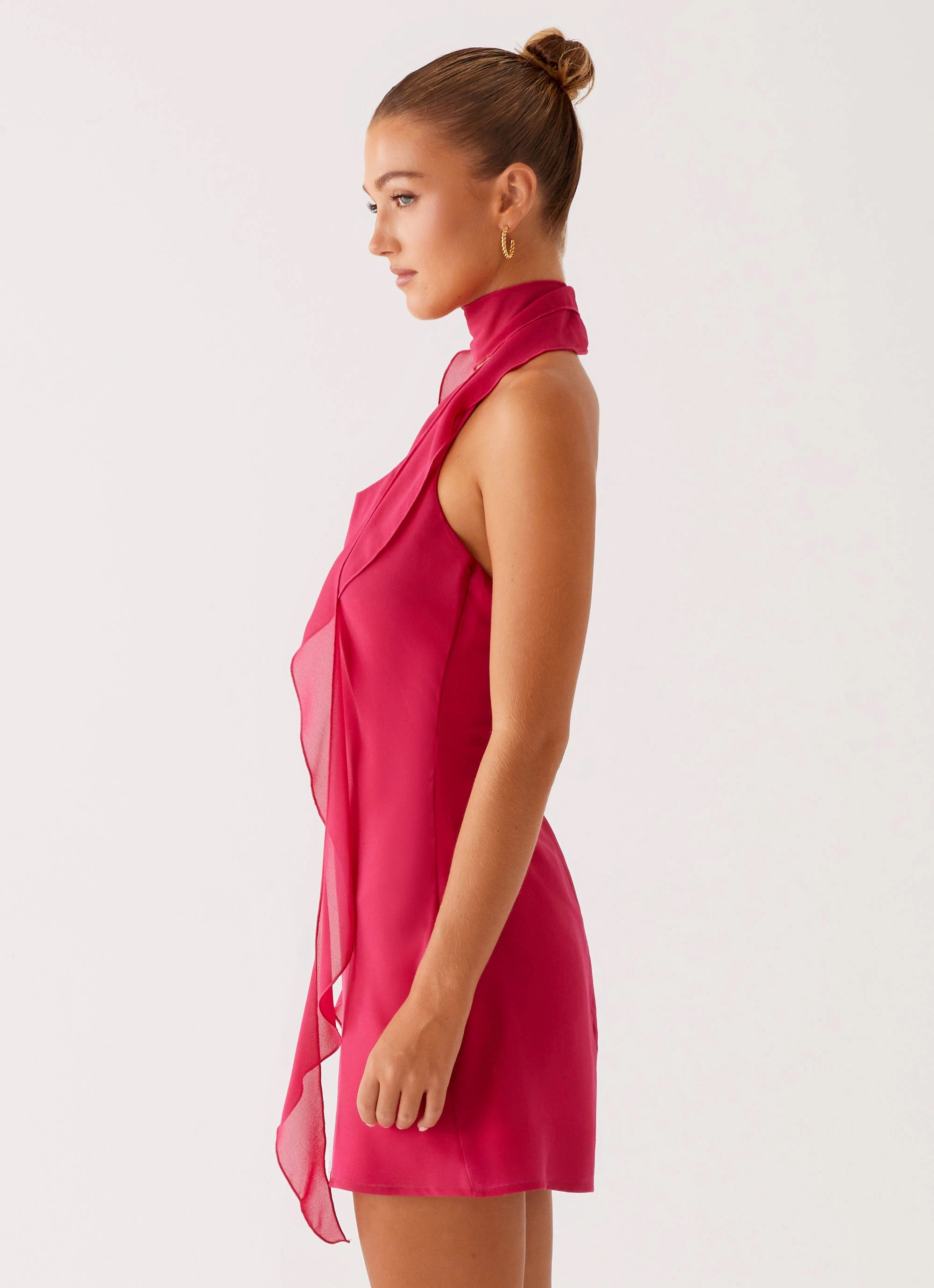 Tanner Mini Dress - Fuchsia Polished look dress Silky Layer