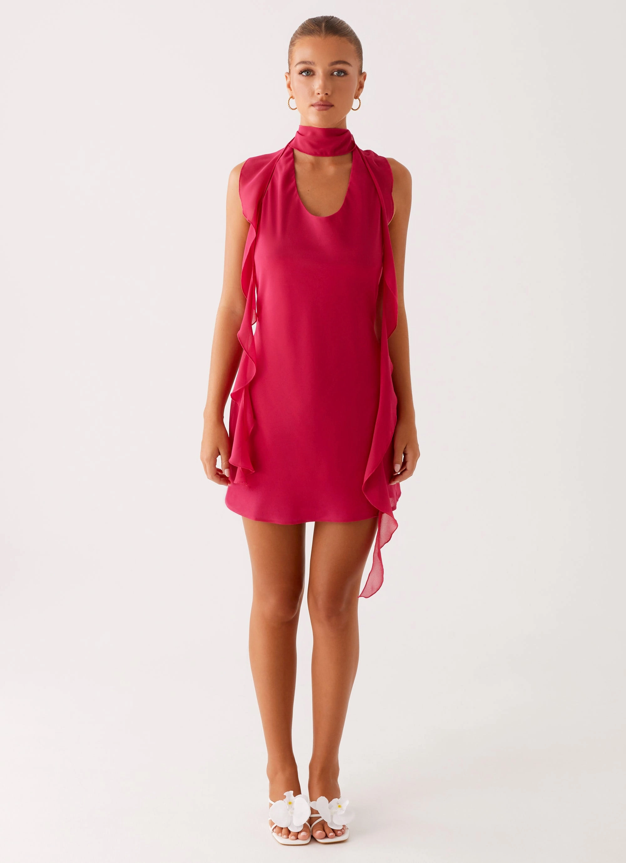 V-Neck Tanner Mini Dress - Fuchsia