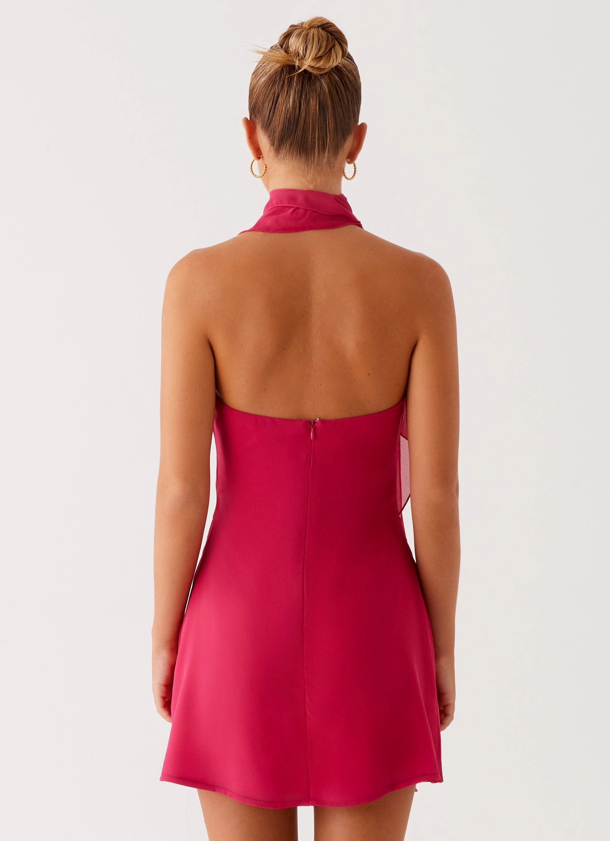 Tanner Mini Dress - Fuchsia Sophisticated Cut Red Carpet