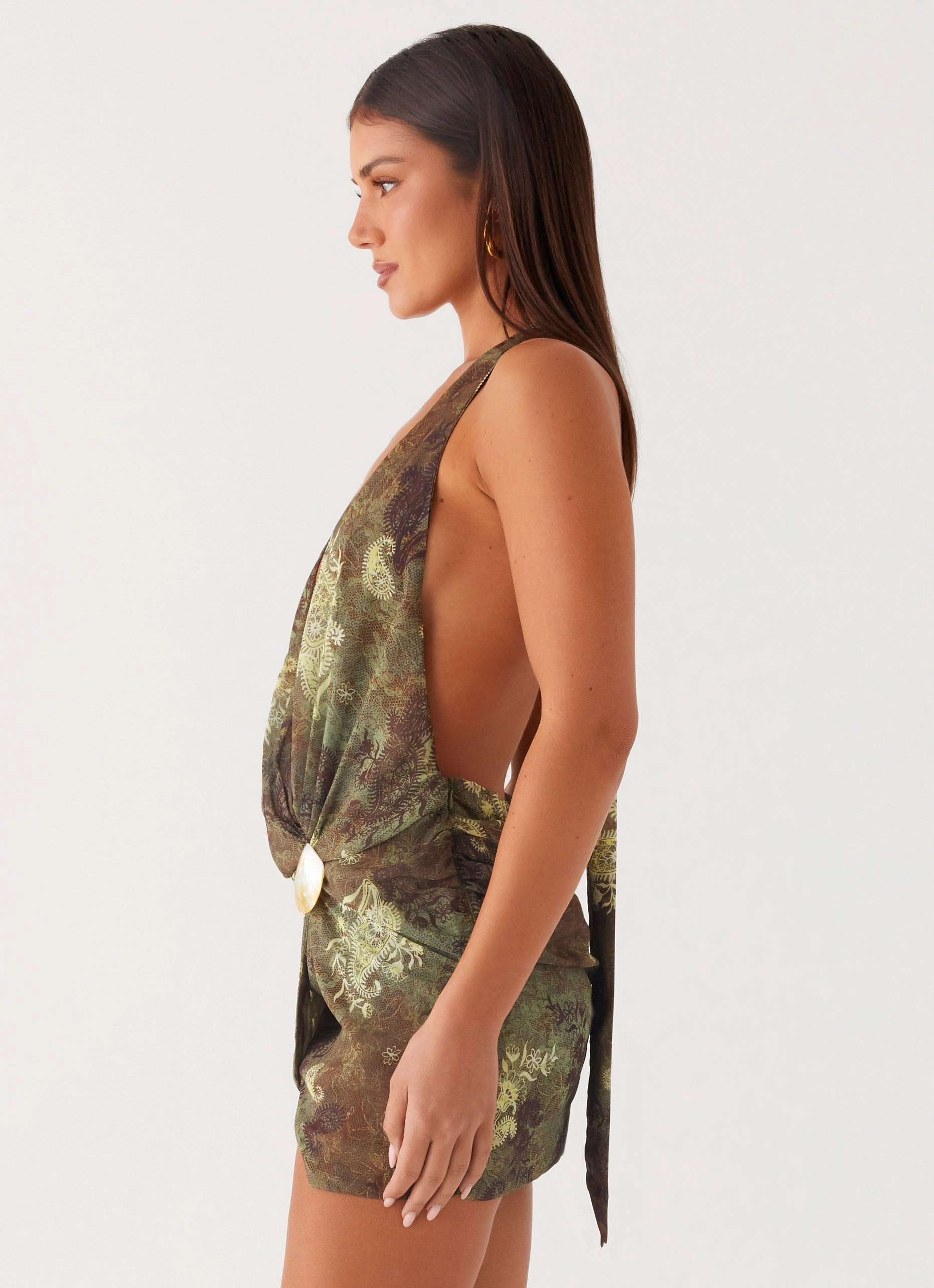Outdoor Jacket Seasonal Jacket Eleanora Plunge Mini Dress - Cyber Floral