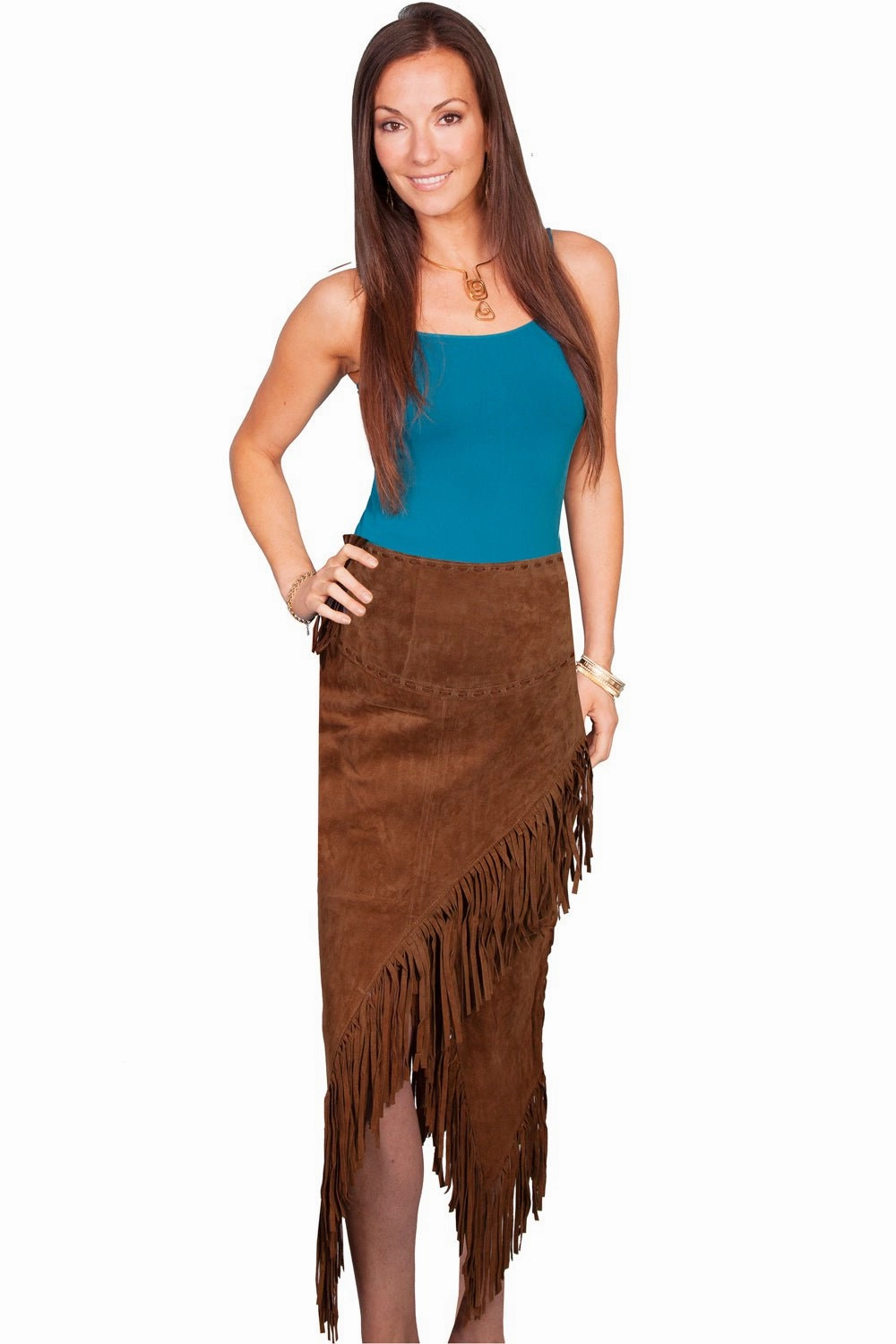 Fresh Mood Bohemian vibe Scully Womens Cinnamon Suede Long Skirt S