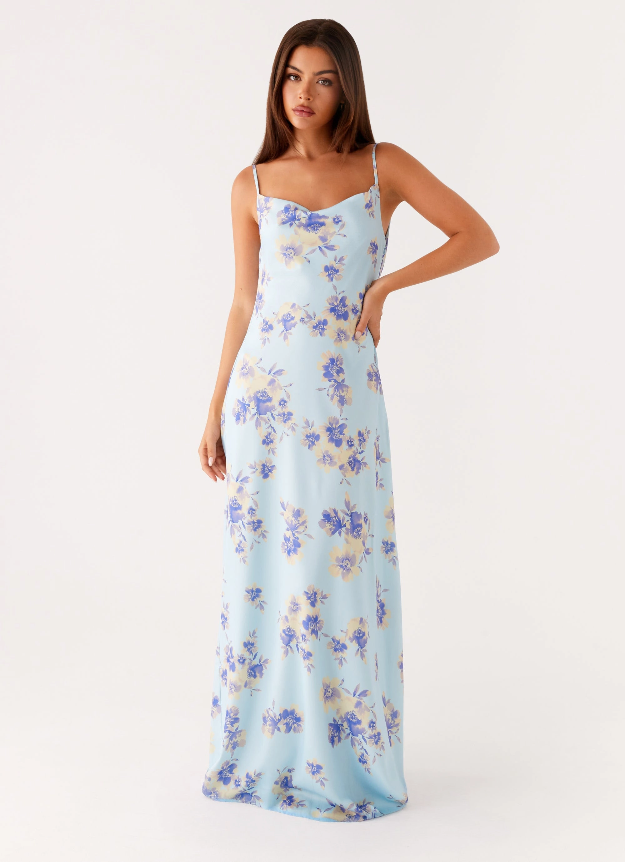 Liana Cowl Maxi Dress - Print Patterned-Fabric Flap-Detail