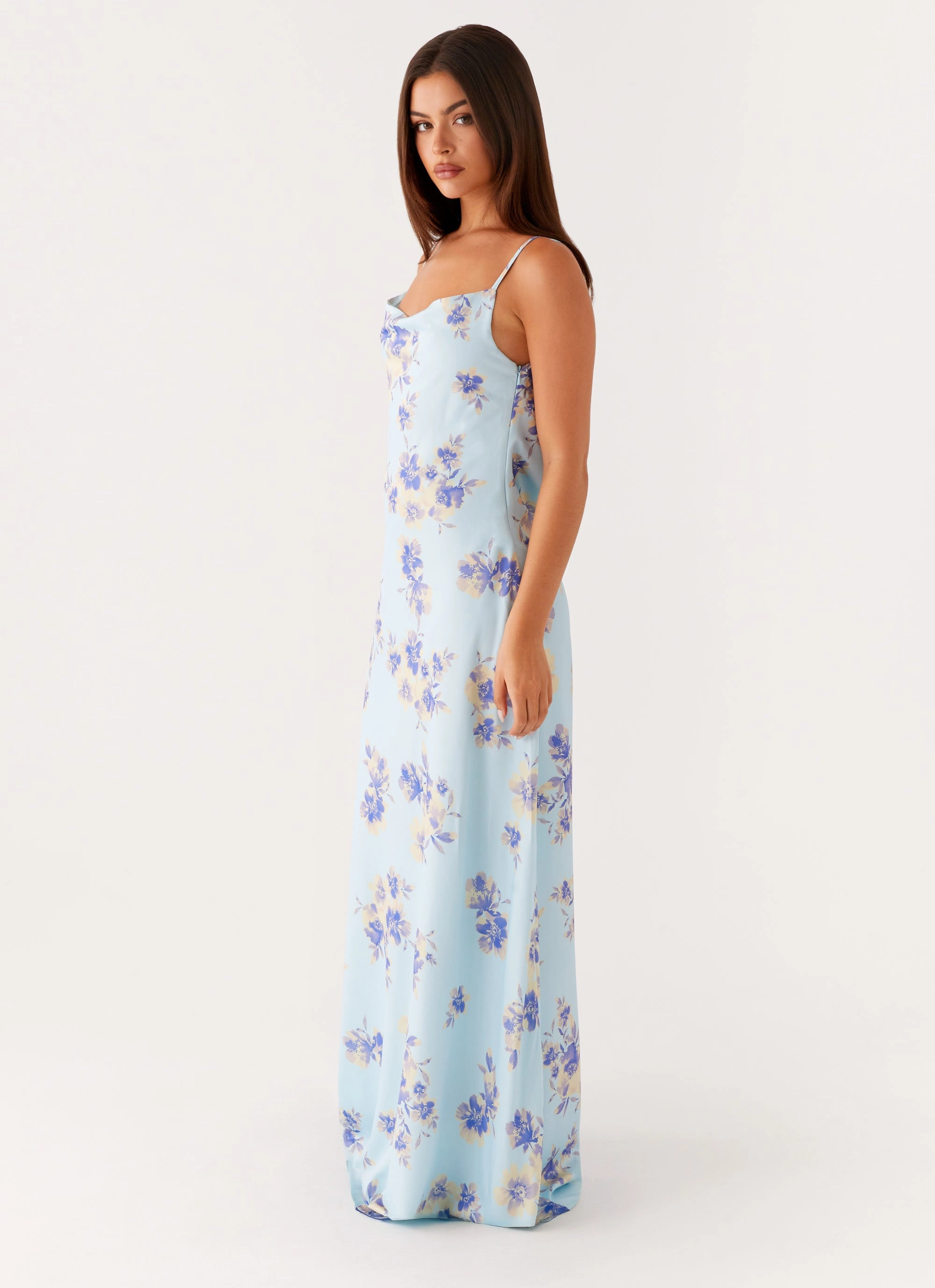 Liana Cowl Maxi Dress - Print Cool Tone