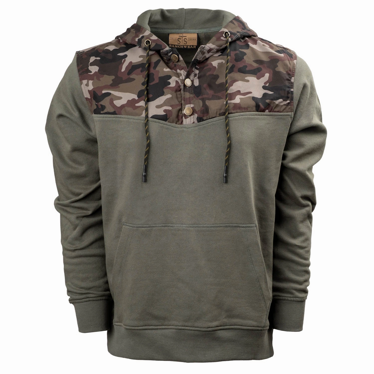 STS Ranchwear Mens Whit Camo/Charcoal 100% Cotton Pullover Anniversary Celebration family gathering