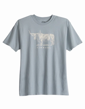 Tin Haul Mens Bull Standing Grey 100% Cotton S/S T-Shirt Light Outfit Pre Shrunk Cotton