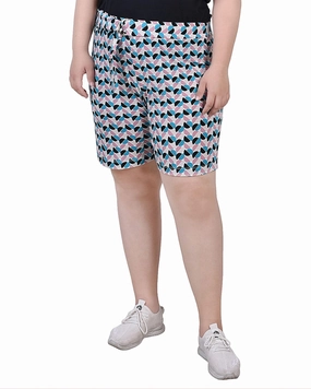 Warm Look Plus Size Shorts With Ring And Belt