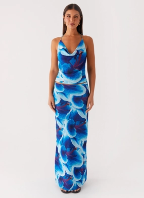 Neat Mood Hygienic Coating Another Life Chiffon Maxi Skirt - Turquoise Floral