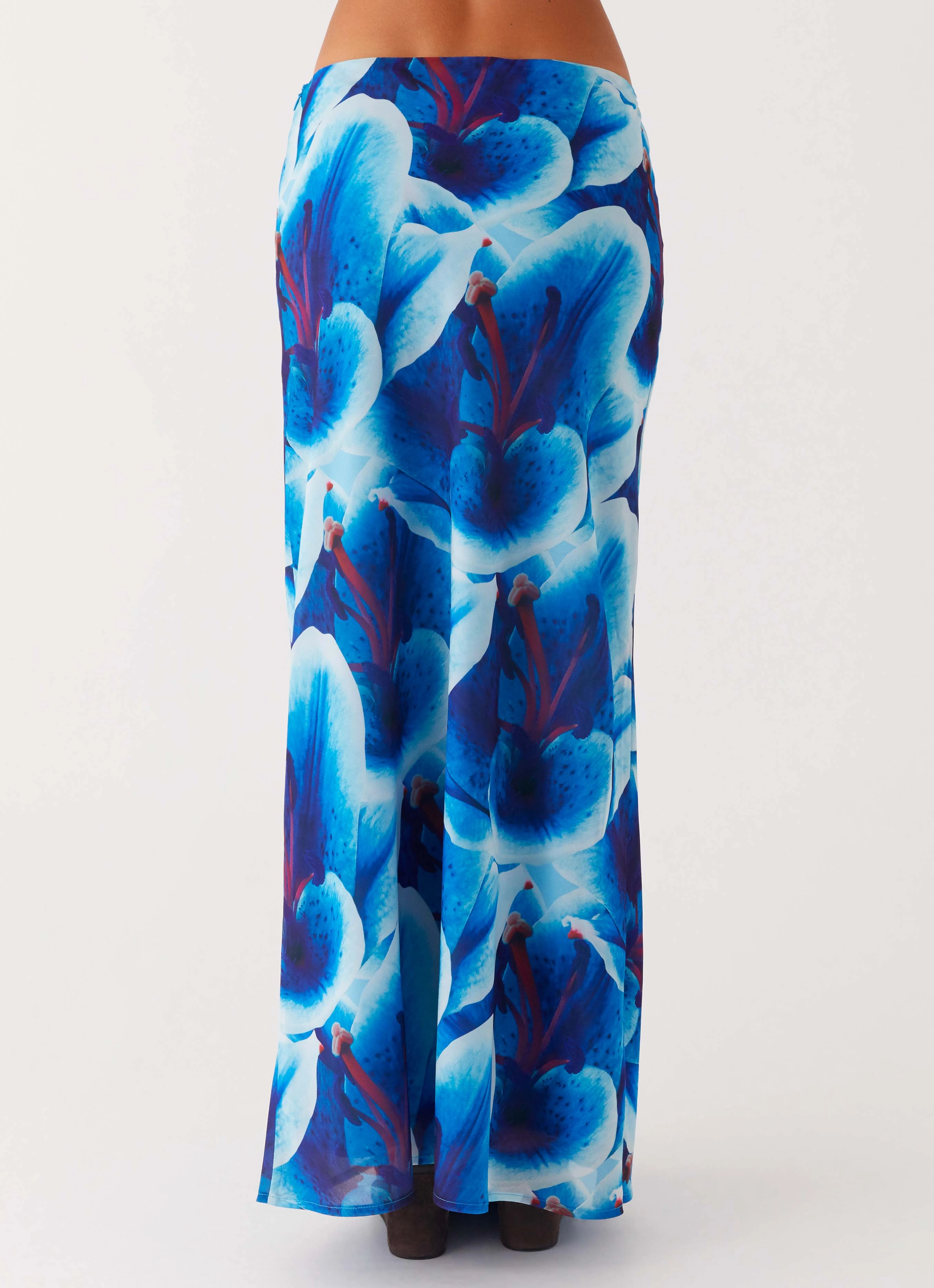 Young adult Sleek Flow Another Life Chiffon Maxi Skirt - Turquoise Floral