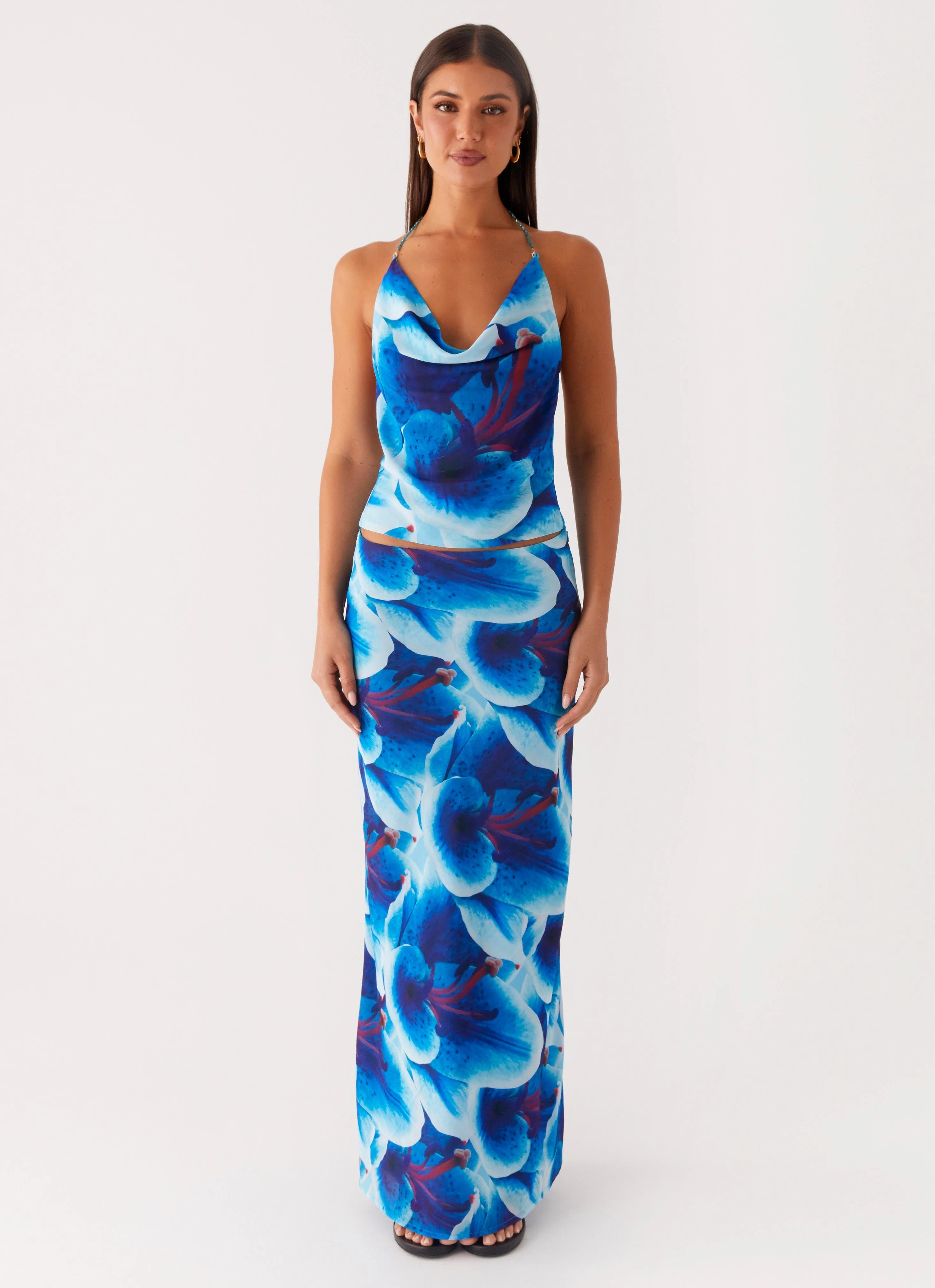 Neat Mood Hygienic Coating Another Life Chiffon Maxi Skirt - Turquoise Floral