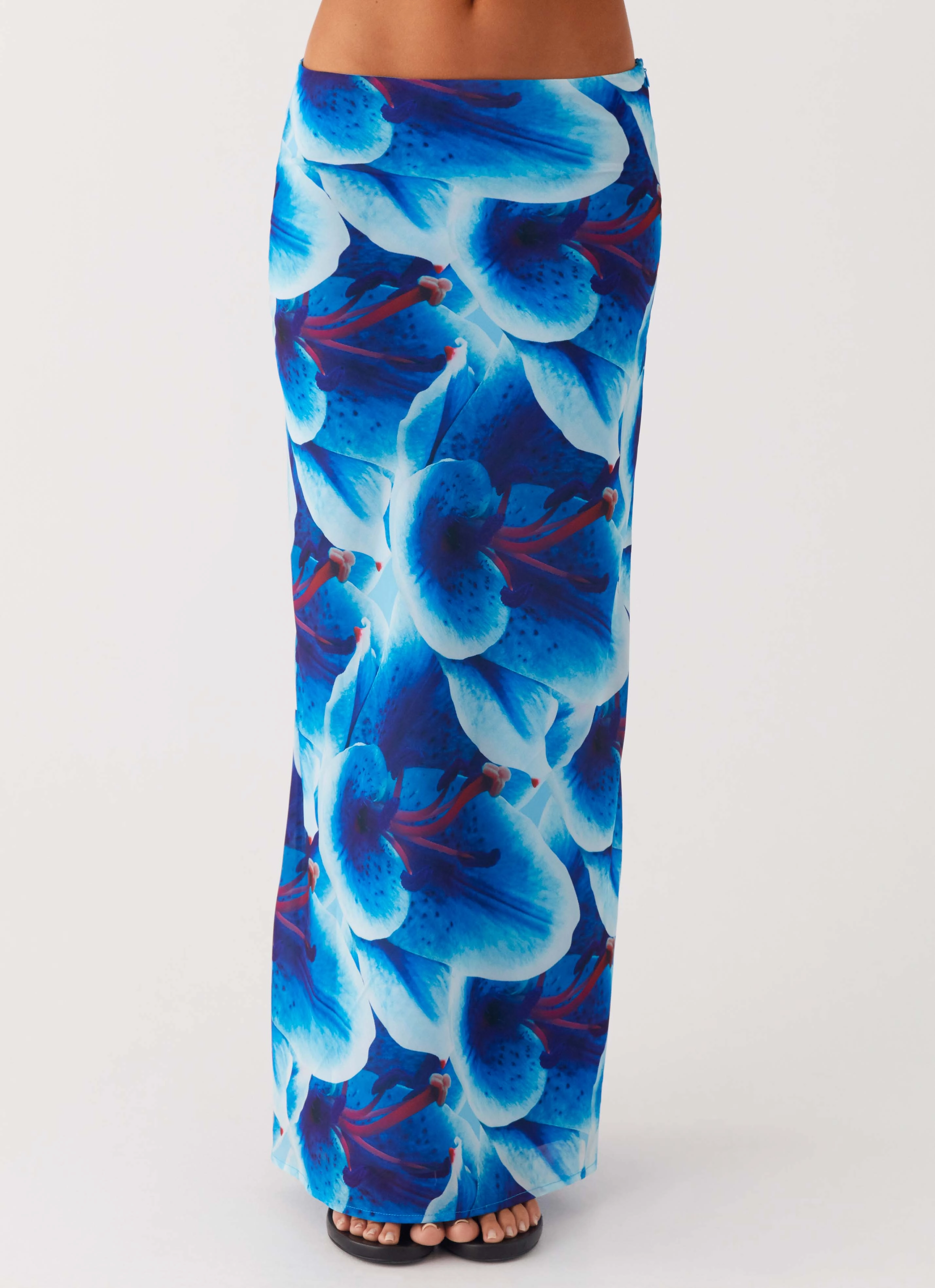 Another Life Chiffon Maxi Skirt - Turquoise Floral Layered Structure Street Vibe