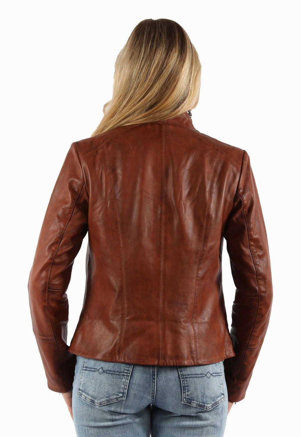 Tapered Hem City Look Scully Womens Lightweight Zip Vintage Brown Leather Leather Jacket