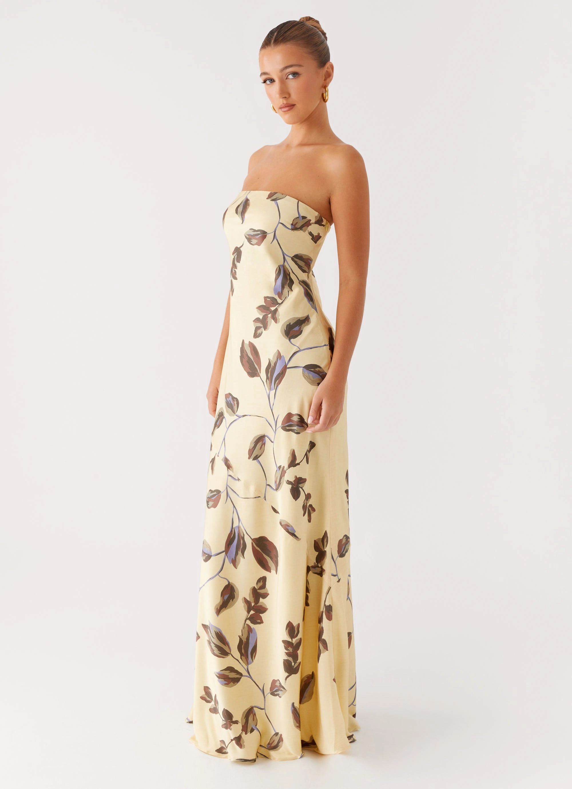Chilly Weather Fashion Cashmere Blend Alisa Strapless Maxi Dress - Buttercream Bliss