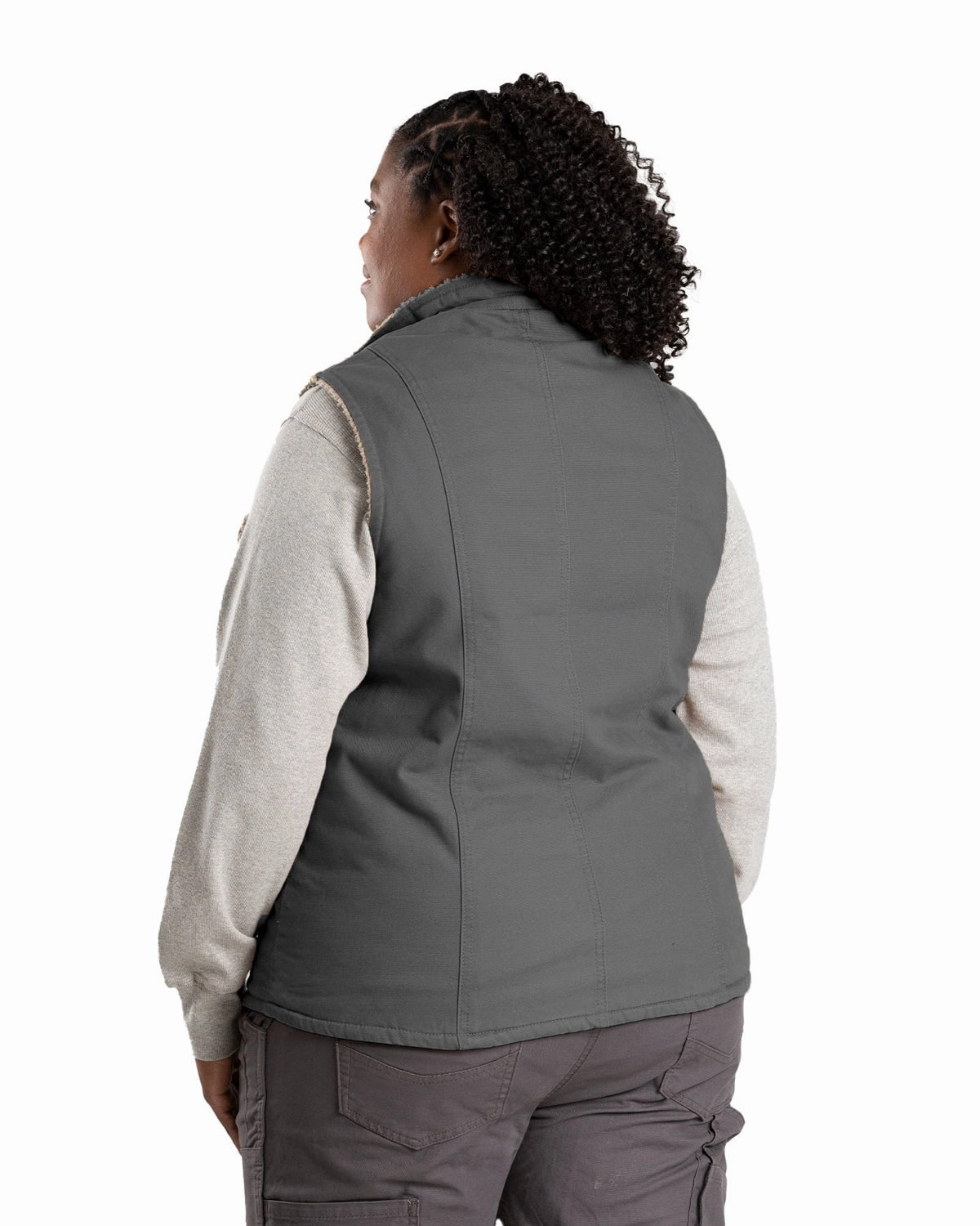 Berne Womens Sherpa-Lined Softstone Duck Titanium 100% Cotton Vest WaterRepellentFabric
