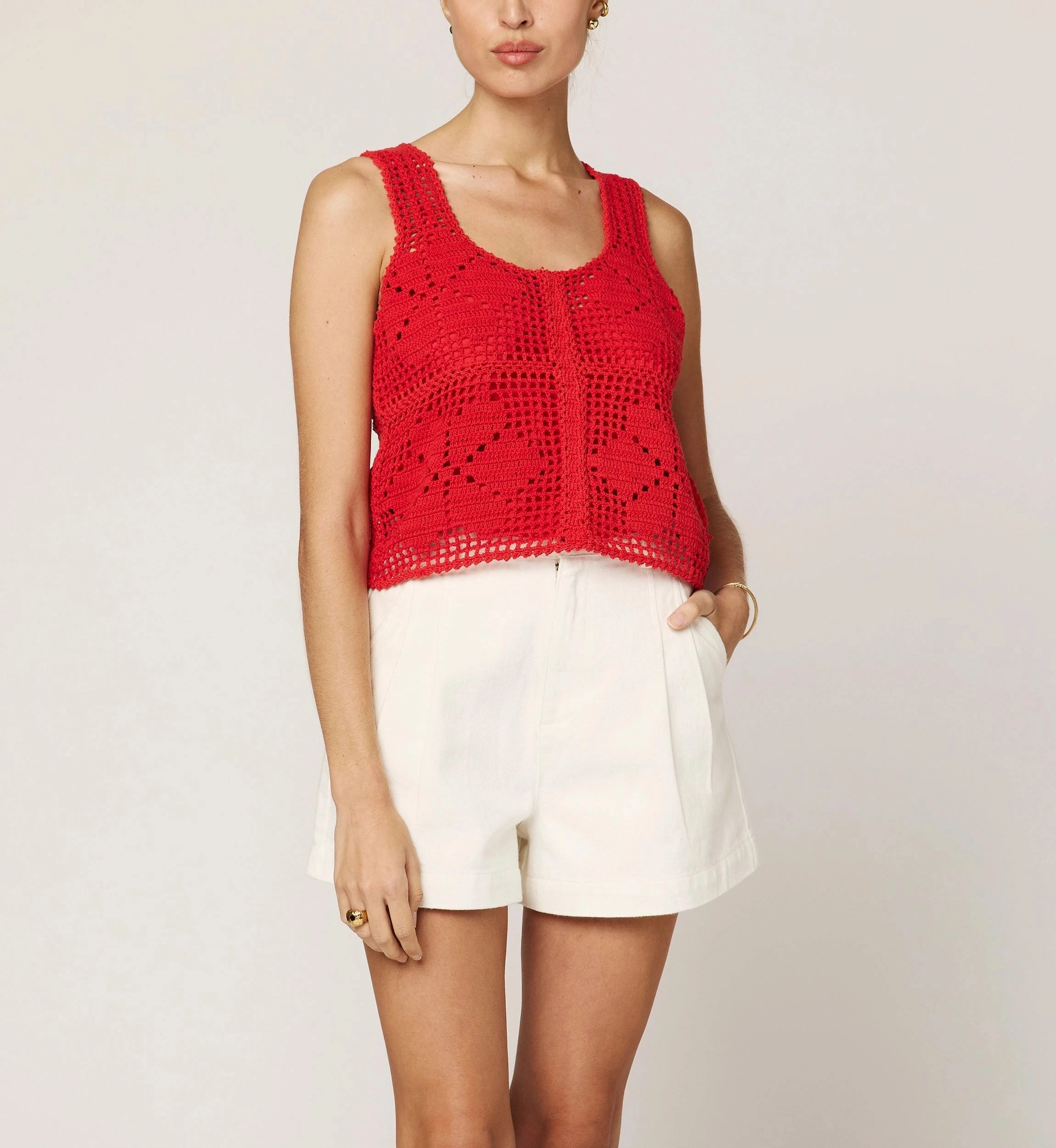 Miyuki Crochet Top | Poppy Red UltraSoft Blend