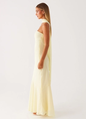 Winter Outerwear Under The Pagoda Maxi Dress - Yellow