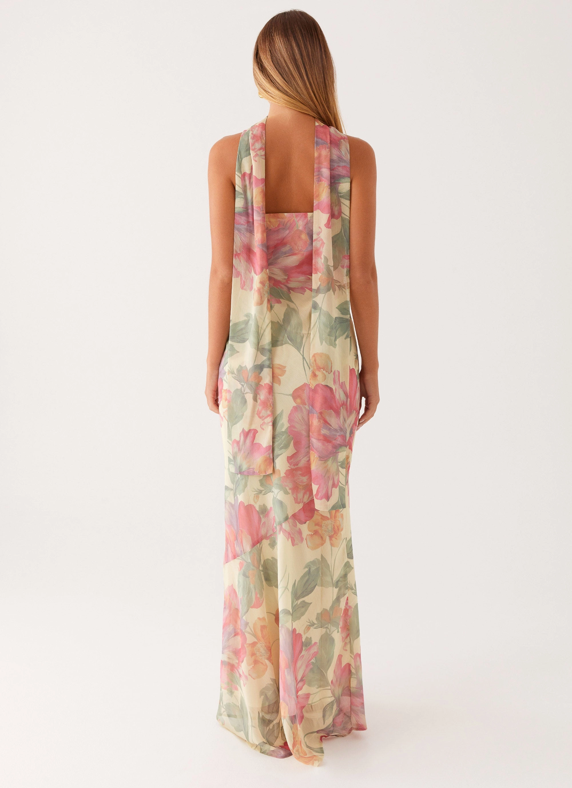 Under The Pagoda Maxi Dress - Yellow Peony Weather-Resistant Outerwear