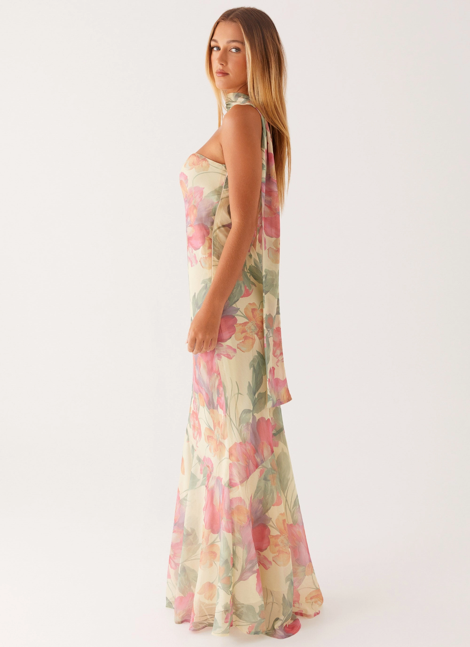 Under The Pagoda Maxi Dress - Yellow Peony Light Coat