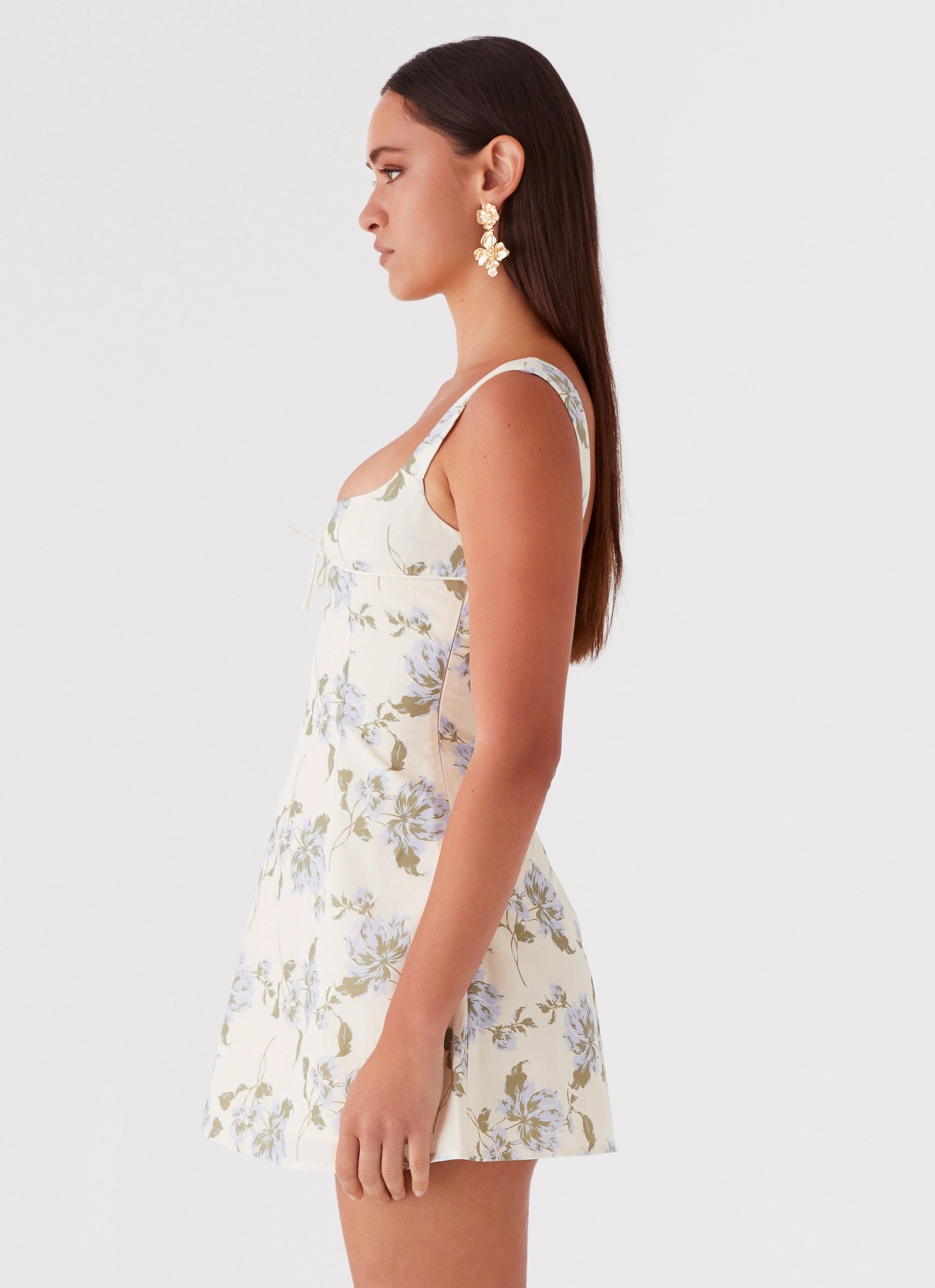 Textured Jacket Cadence Mini Dress - Yellow Purple Floral