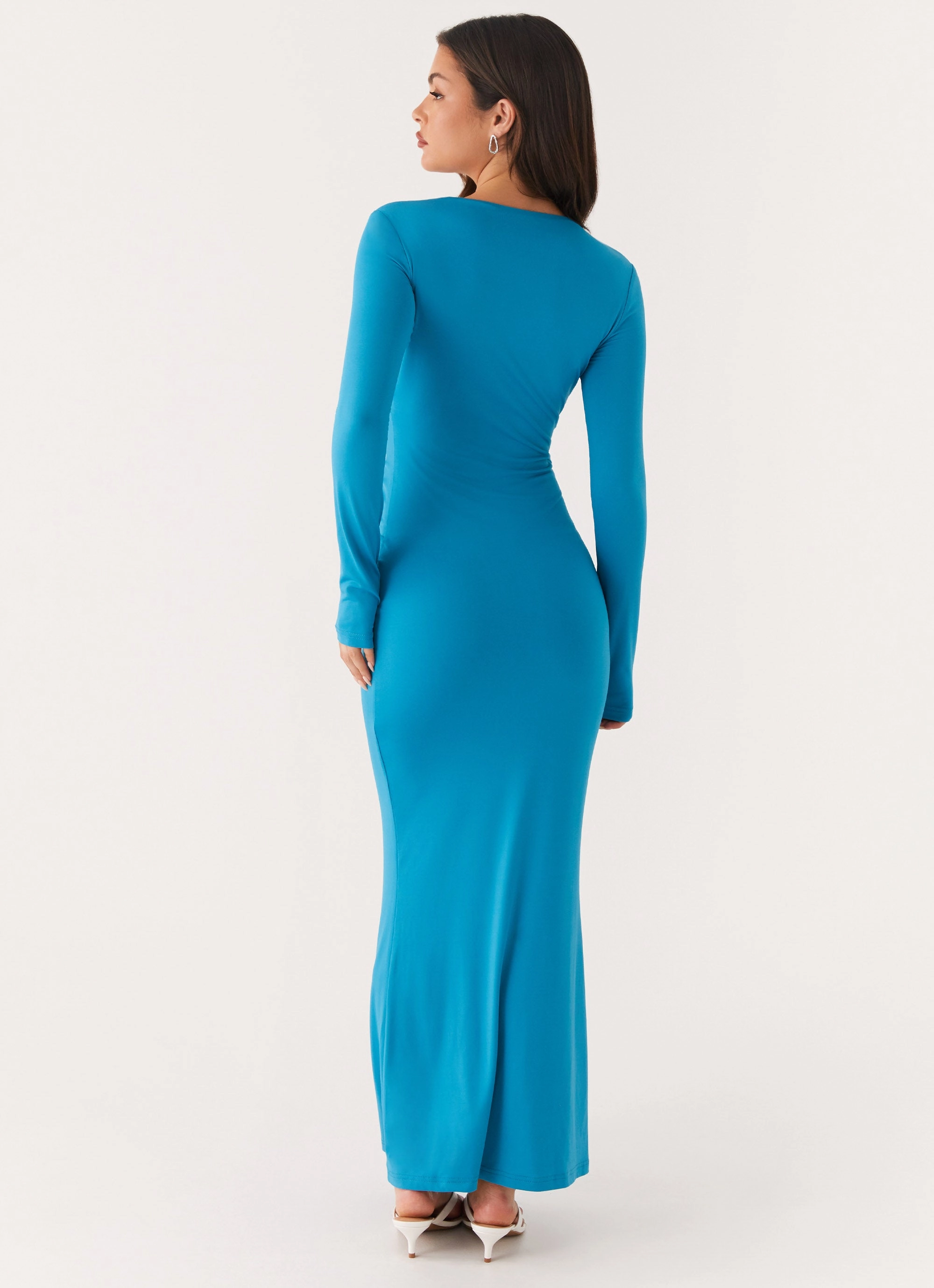 Miesha Long Sleeve Maxi Dress - Blue Cafe Vibe Fashionable Design