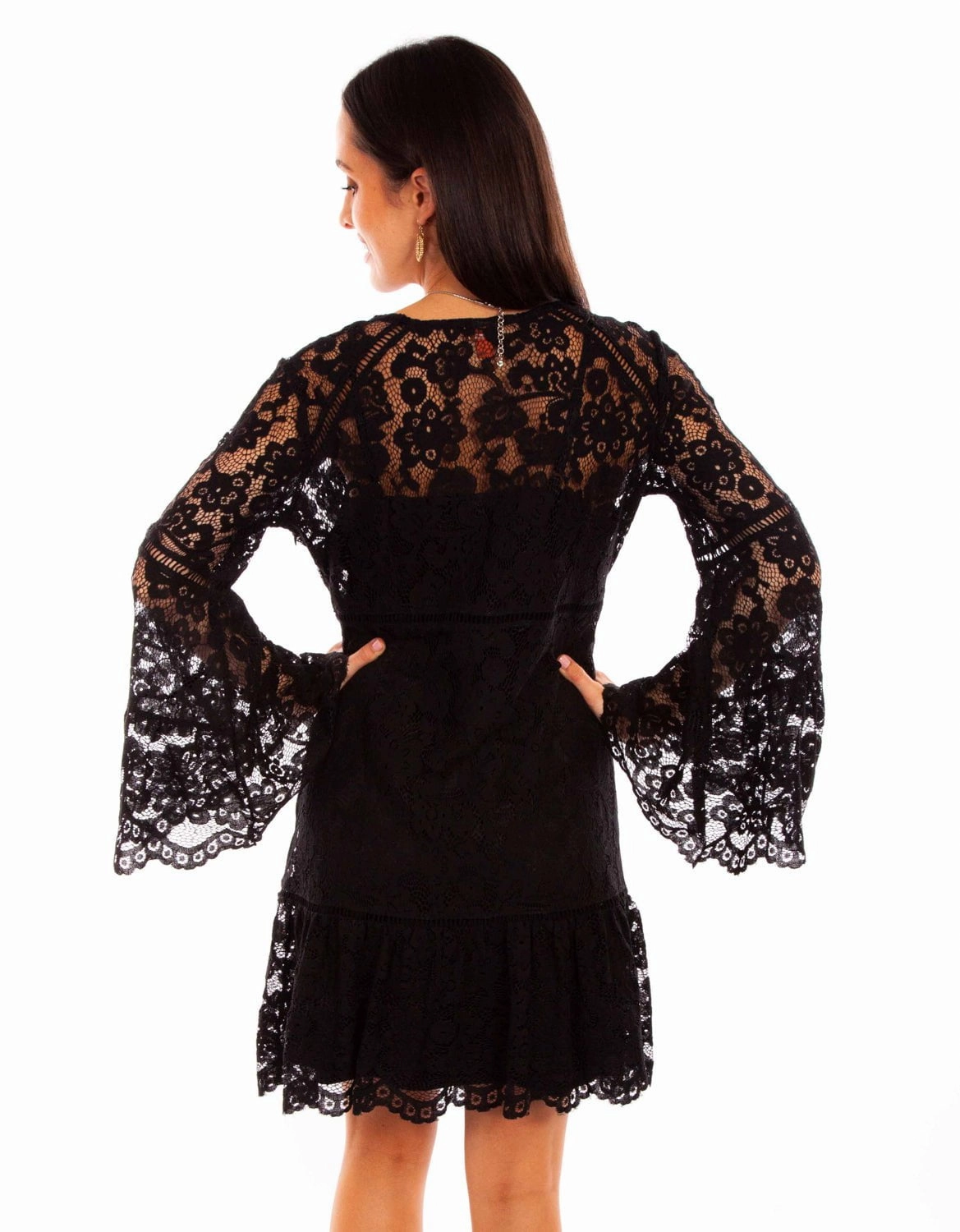 Scully Womens Two Piece Lace Black Cotton Blend L/S Dress Urban Touch Leg-Lengthening