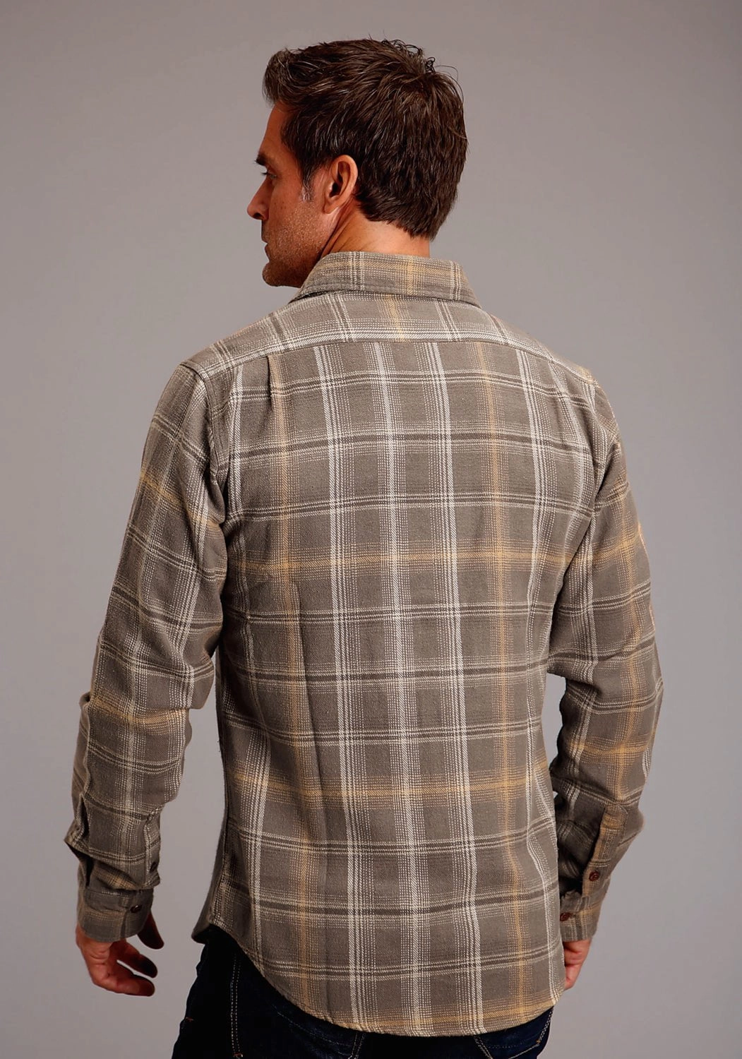 formal dinner Teen Fashion Stetson Mens Flannel Plaid Brown 100% Cotton L/S Shirt