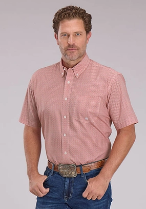 Roper Mens 2500 Saltillo Foulard Rust 100% Cotton 1 Pkt S/S Shirt Seamless construction Linen blend