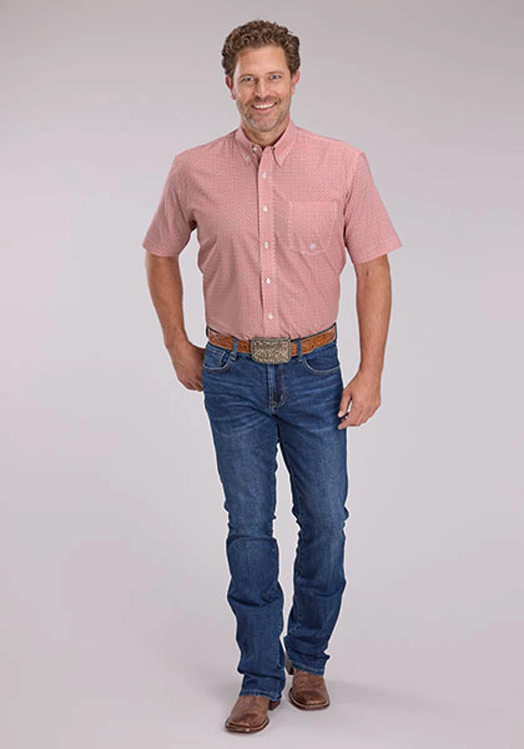 Roper Mens 2500 Saltillo Foulard Rust 100% Cotton 1 Pkt S/S Shirt Loose Fit