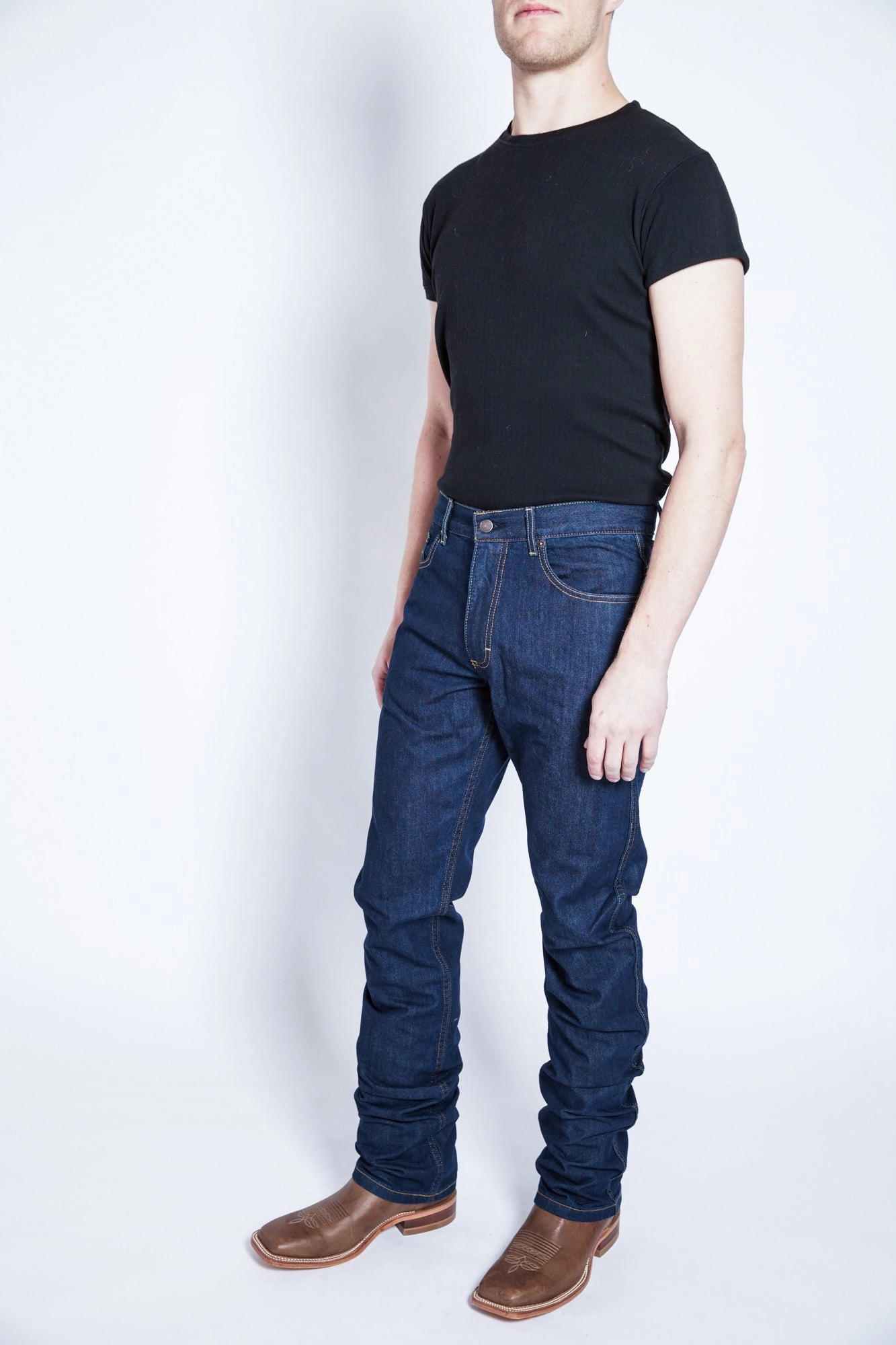 Flexible Waistband Kimes Ranch Mens Cal Jeans Blue 100% Cotton Straight Leg