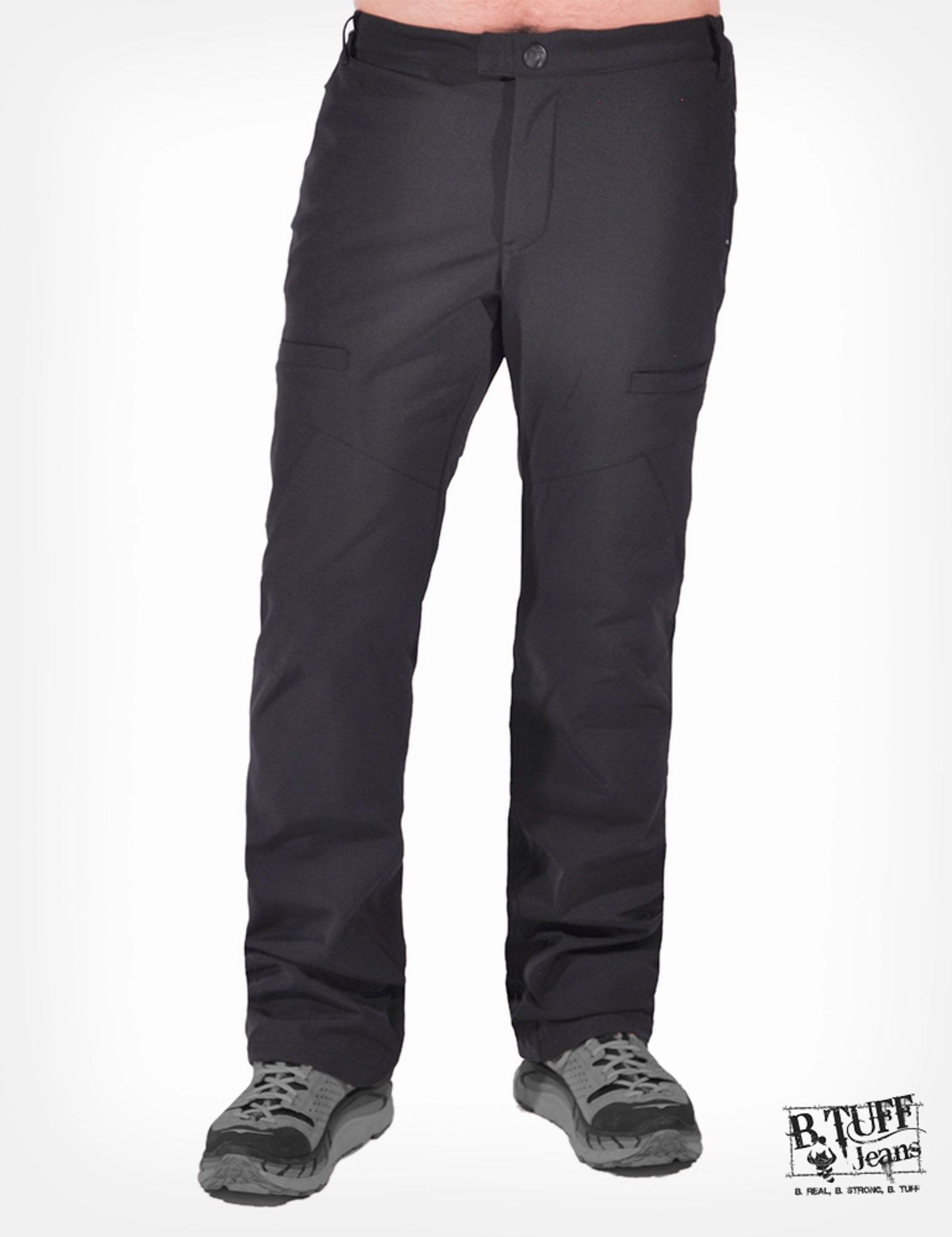 Mens Black Cotton Blend Jeans Work Hard Play Hard No Gap Waist