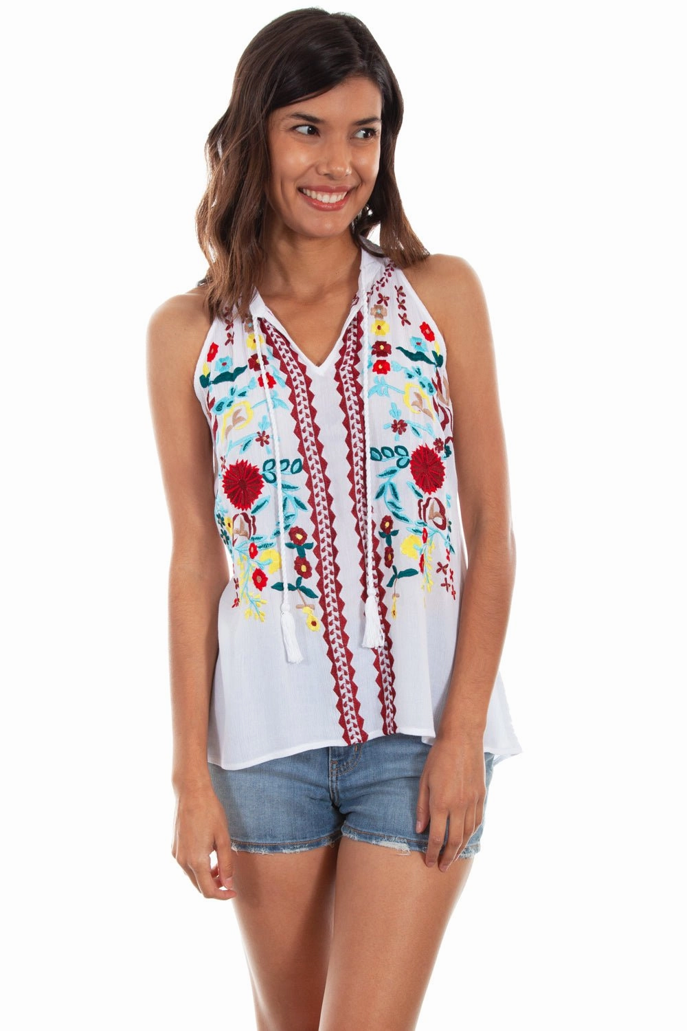Gradient effect Modern Style Scully Womens White Multi 100% Viscose Rick Rack Tank Top