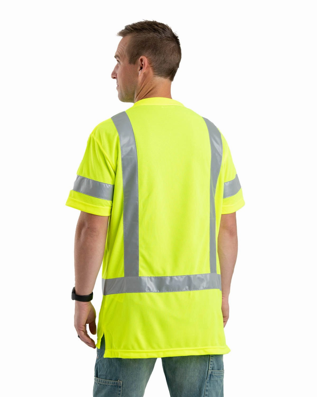 Roomy Cut Berne Mens Yellow Polyester Hi-Vis Class 3 Performance S/S
