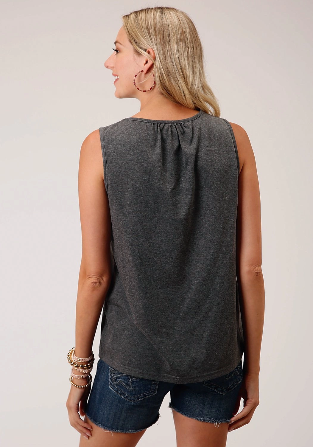 Winter Layering Roper Womens Dark Grey 100% Cotton Cross-Stitch S/L Tank Top