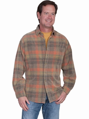 Scully Mens Autumn 100% Cotton Cord Plaid L/S Shirt Local Favorite