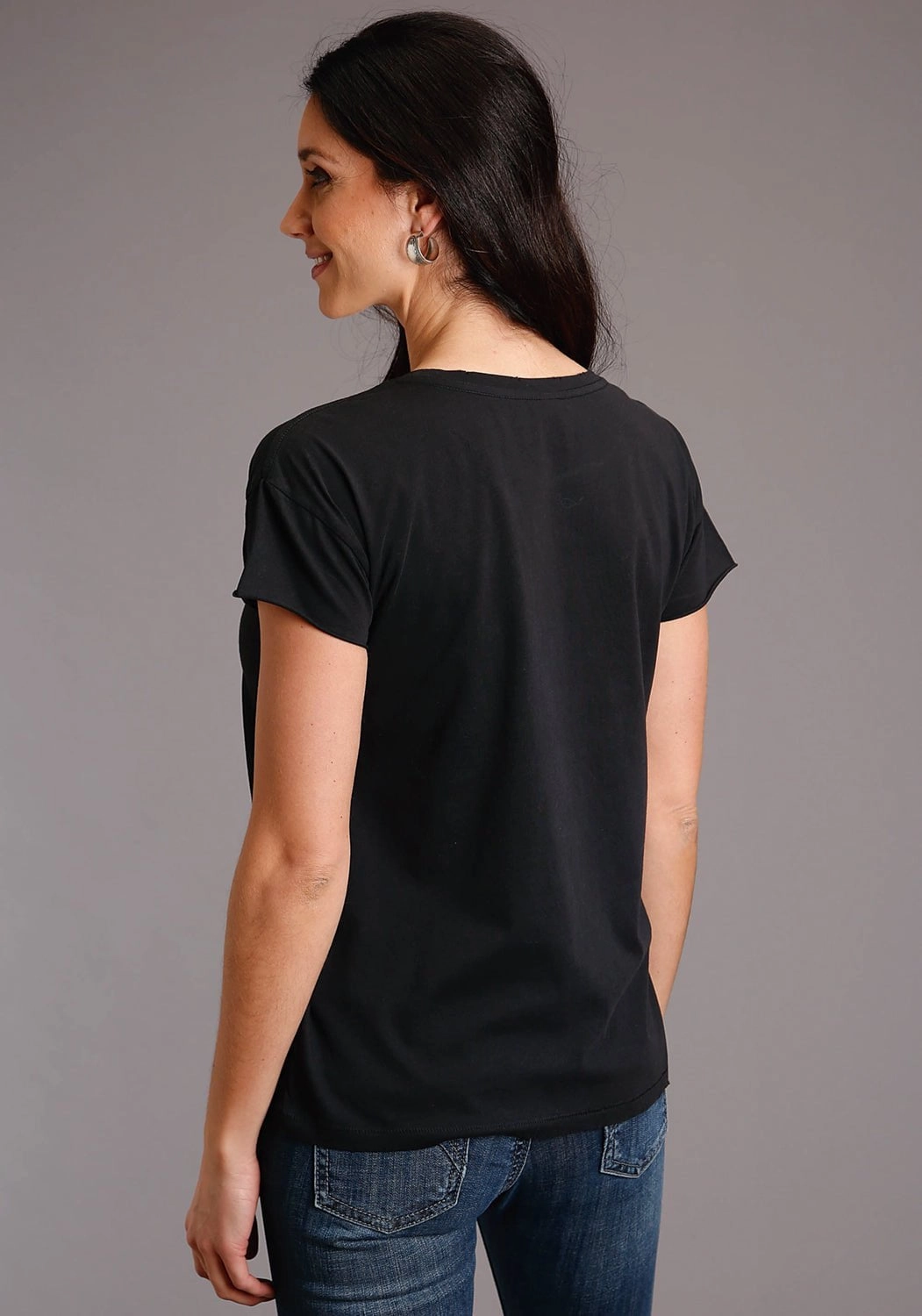 Stetson Womens Smoke Grey 100% Cotton Serape S/S Skull T-Shirt Handcrafted Detail Soft Touch Fabric