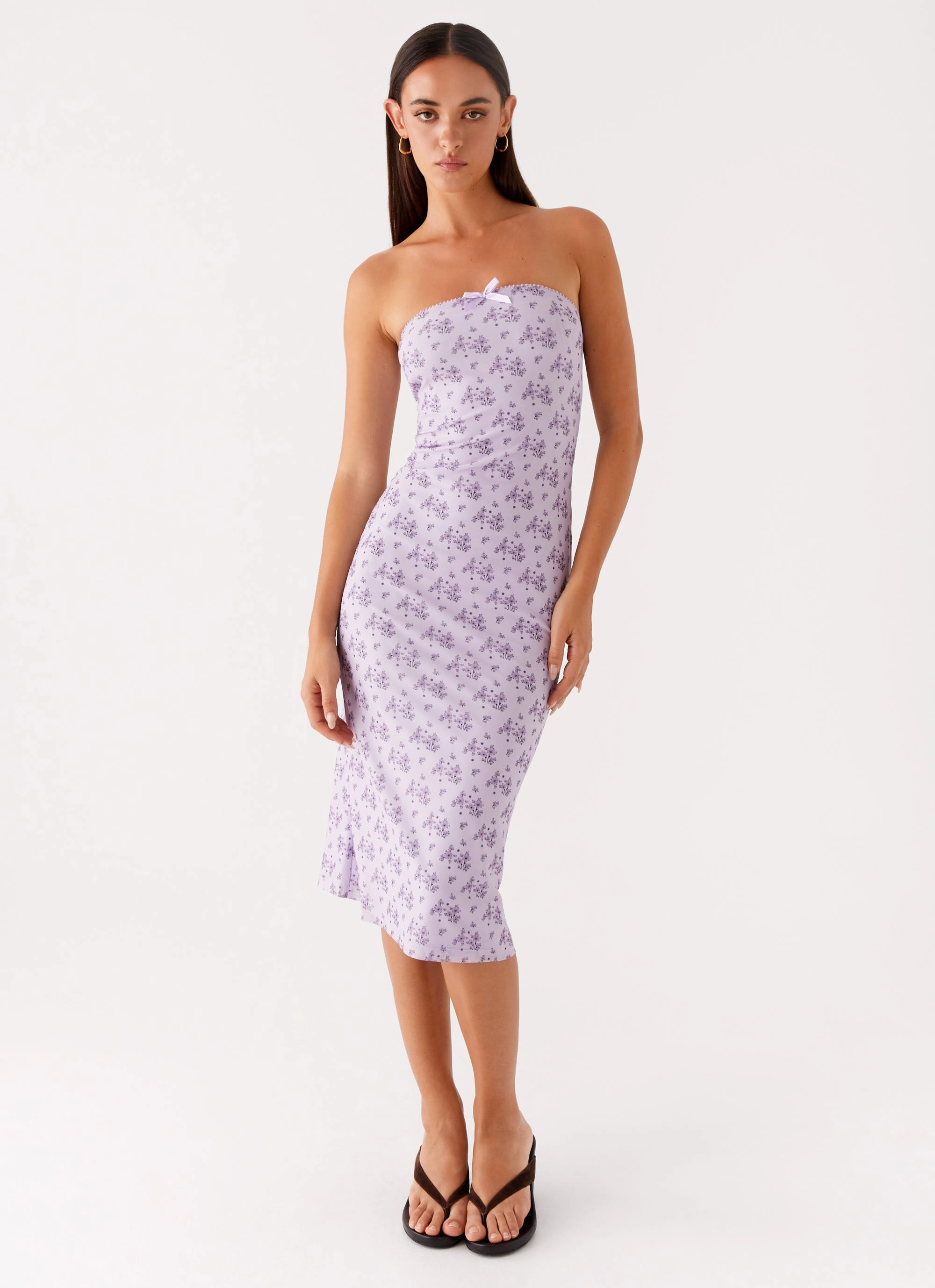 Modern Aesthetic Keila Strapless Midi Dress - Lavender Meadow