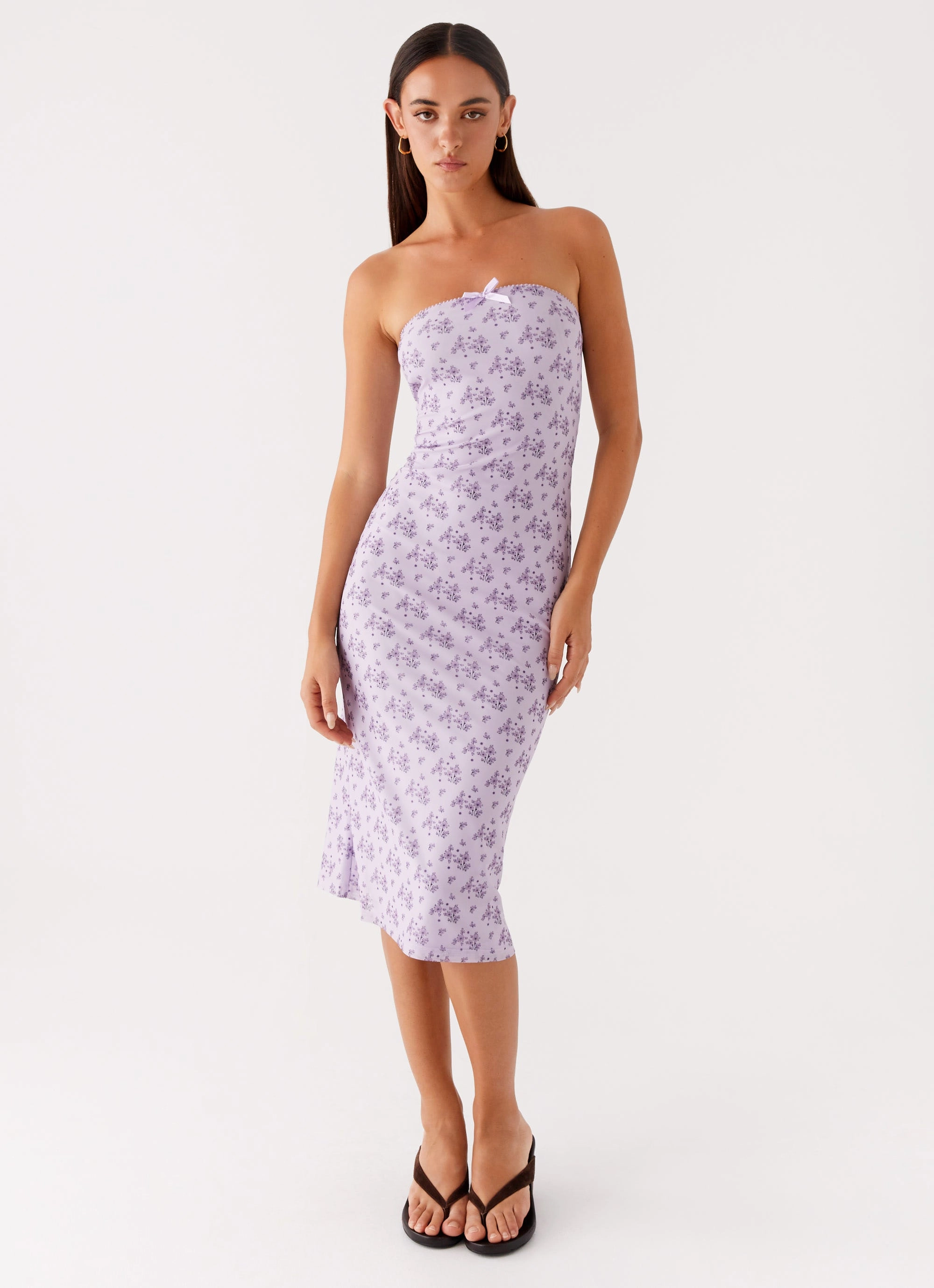 Keila Strapless Midi Dress - Lavender Meadow Comfy Look