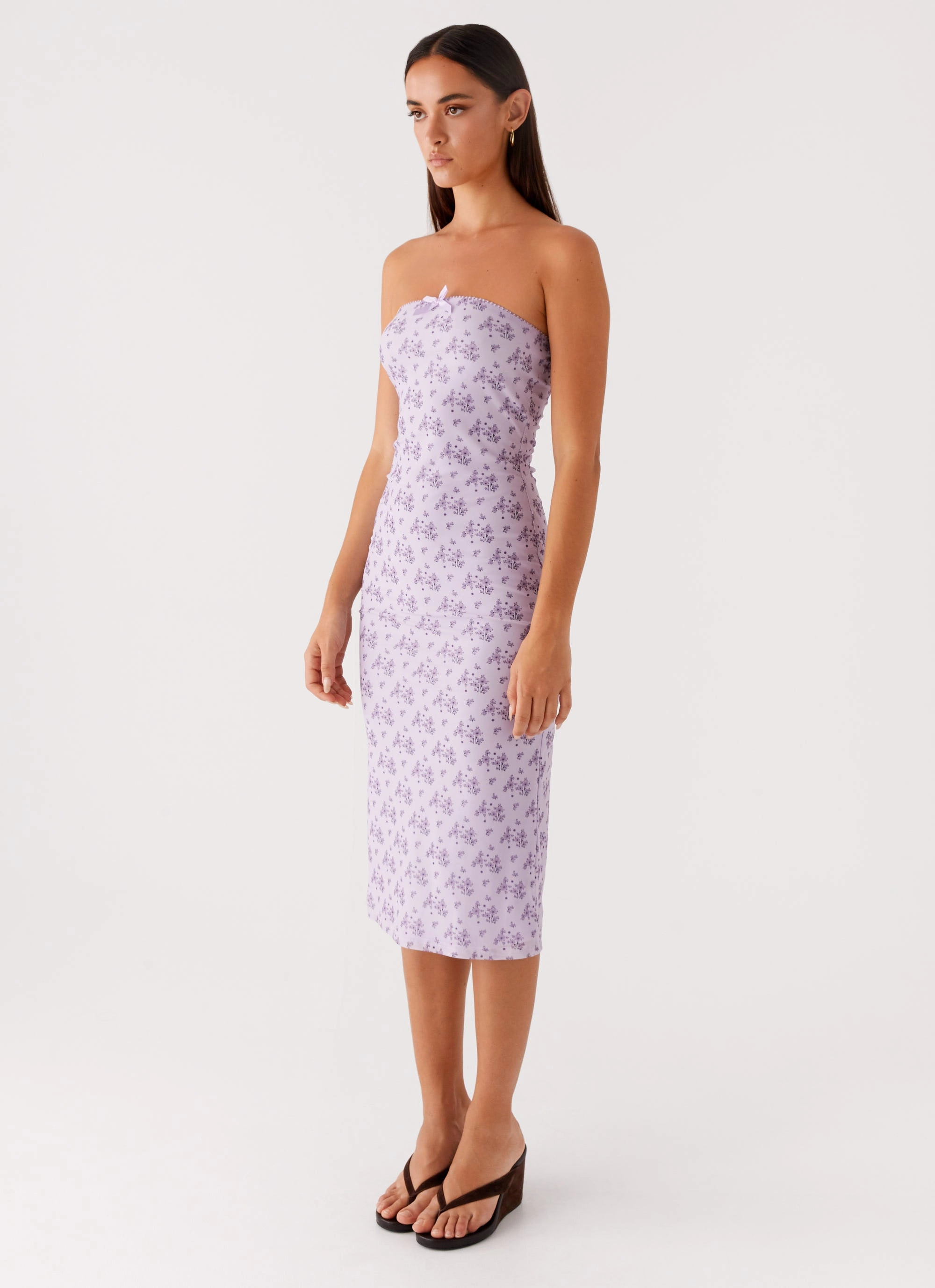 Urban appeal Keila Strapless Midi Dress - Lavender Meadow