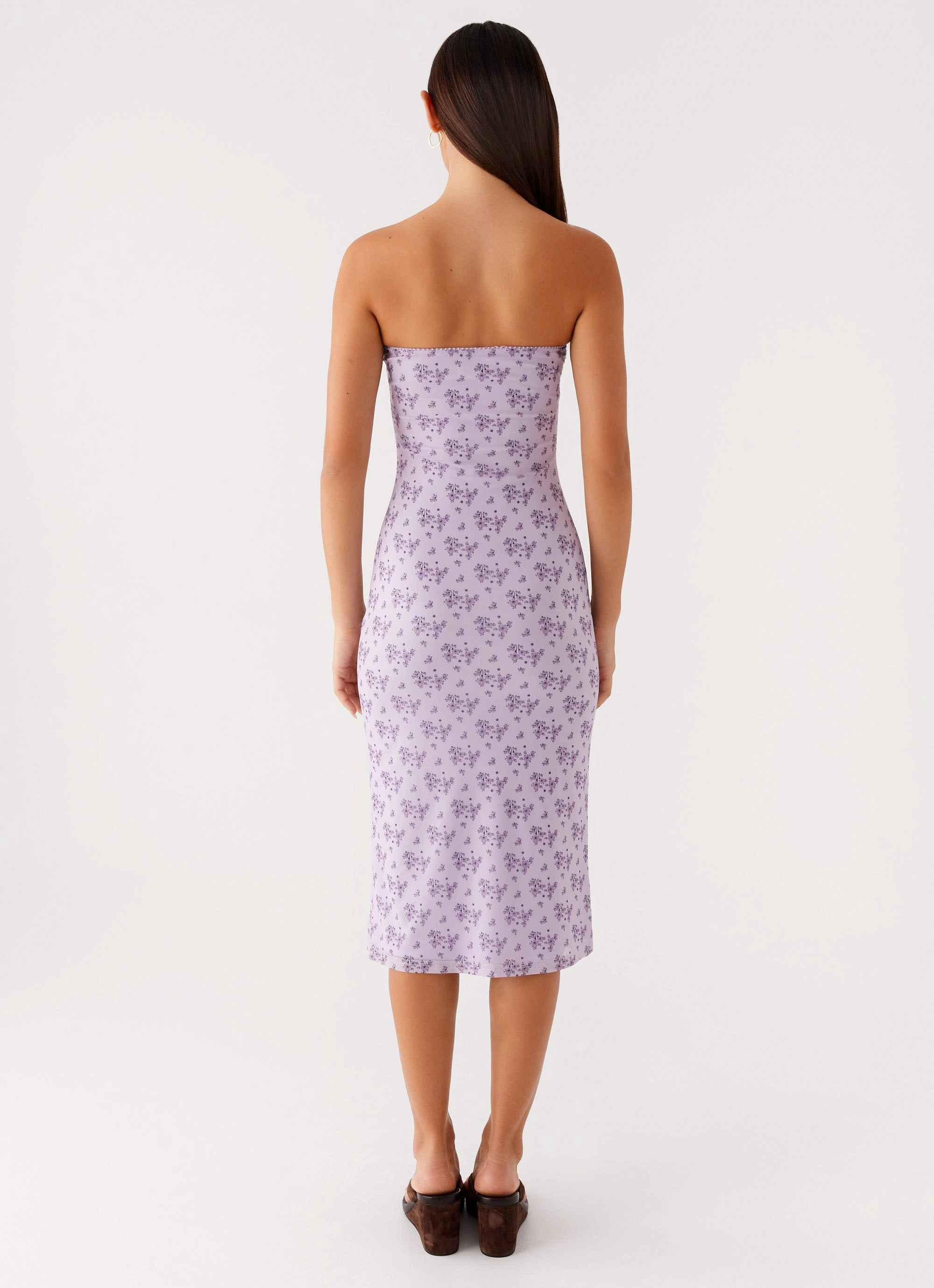 Keila Strapless Midi Dress - Lavender Meadow Korean Mood Floating Shape