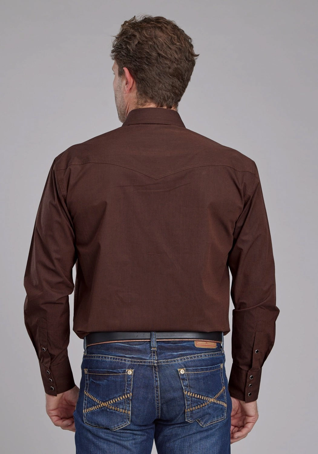 Beach Attire Roper Mens 2162 Black Fill Brown 100% Cotton L/S Shirt