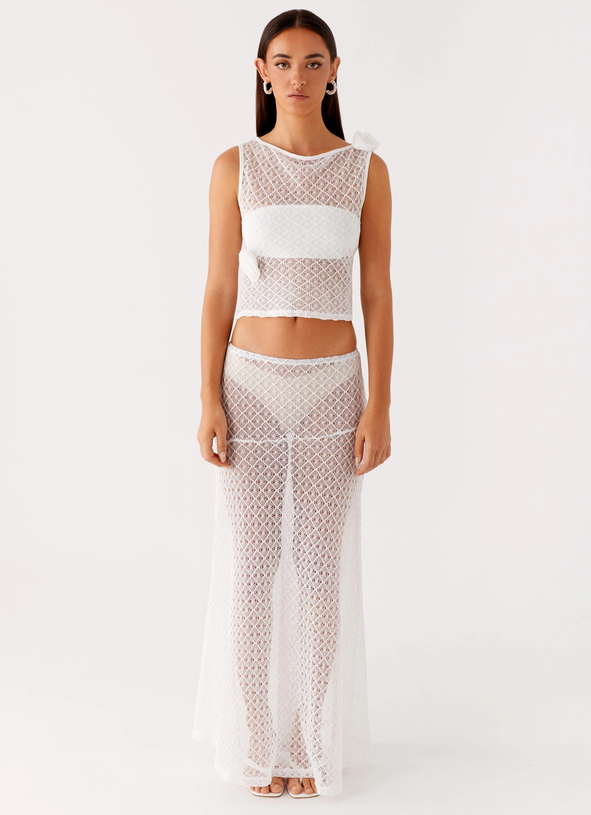 Velli Crochet Top - White Butter Soft Handfeel Retro Style