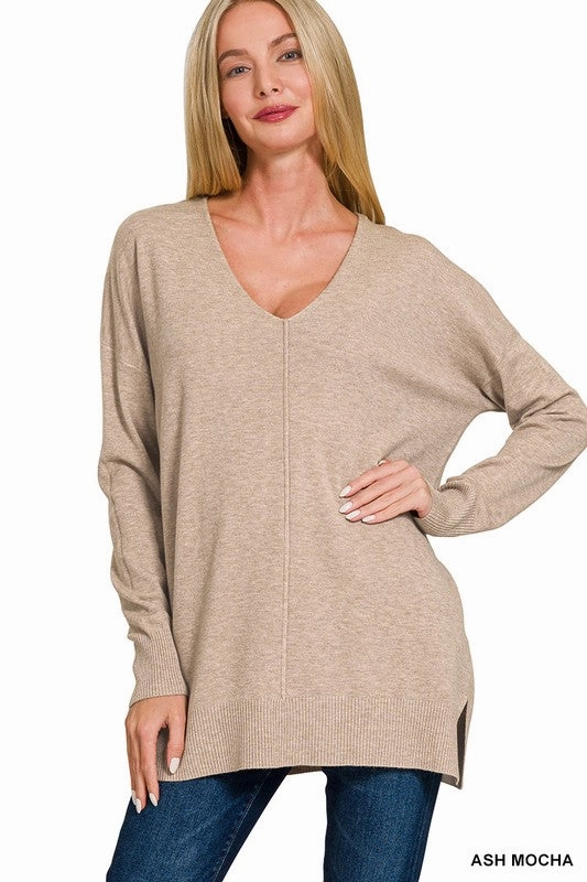 Stretch Fabric Venelope Viscose Front Seam Sweater S-XL
