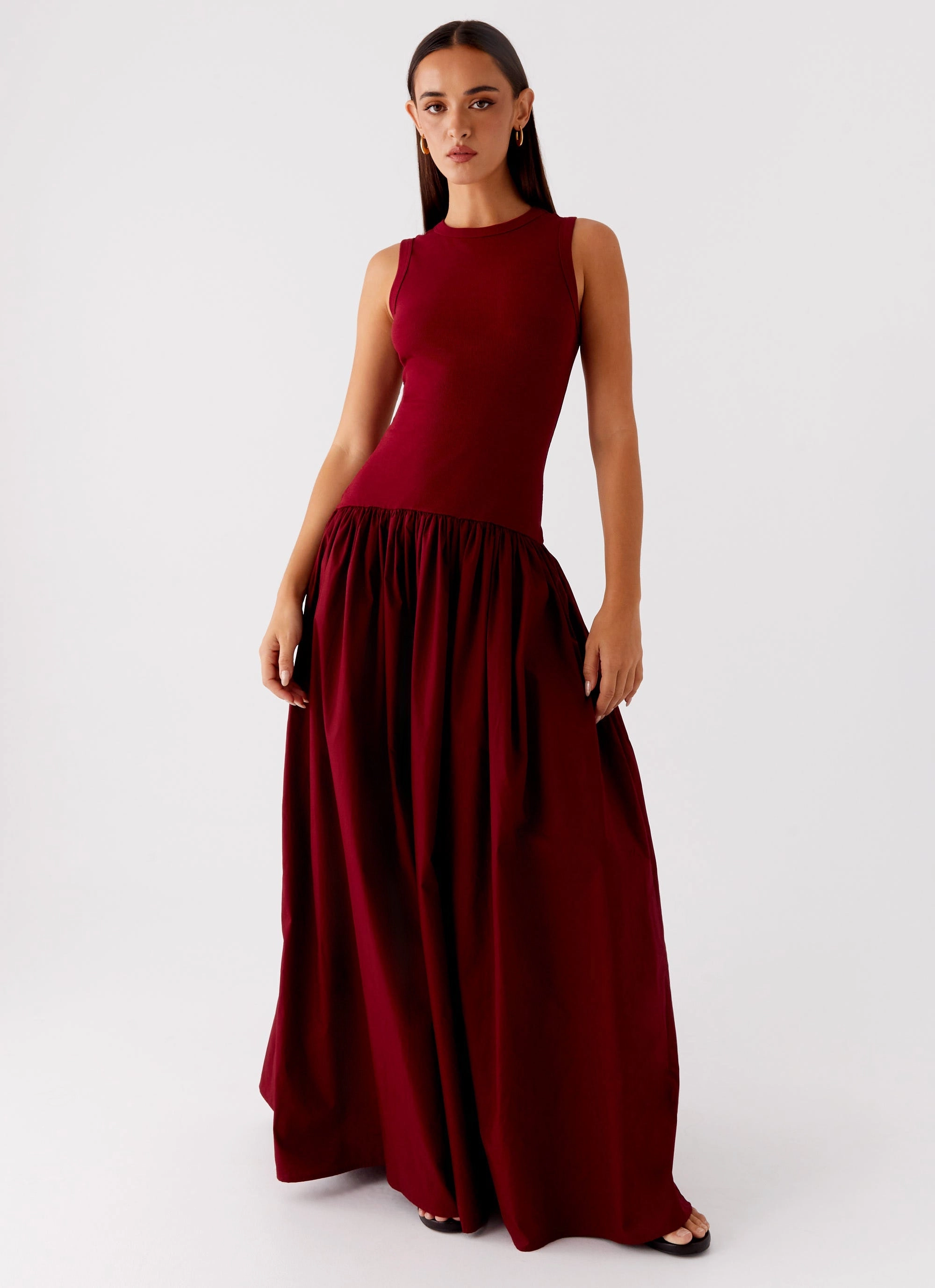 Shivani Maxi Dress - Maroon Dew Tone AntiPillTreatment