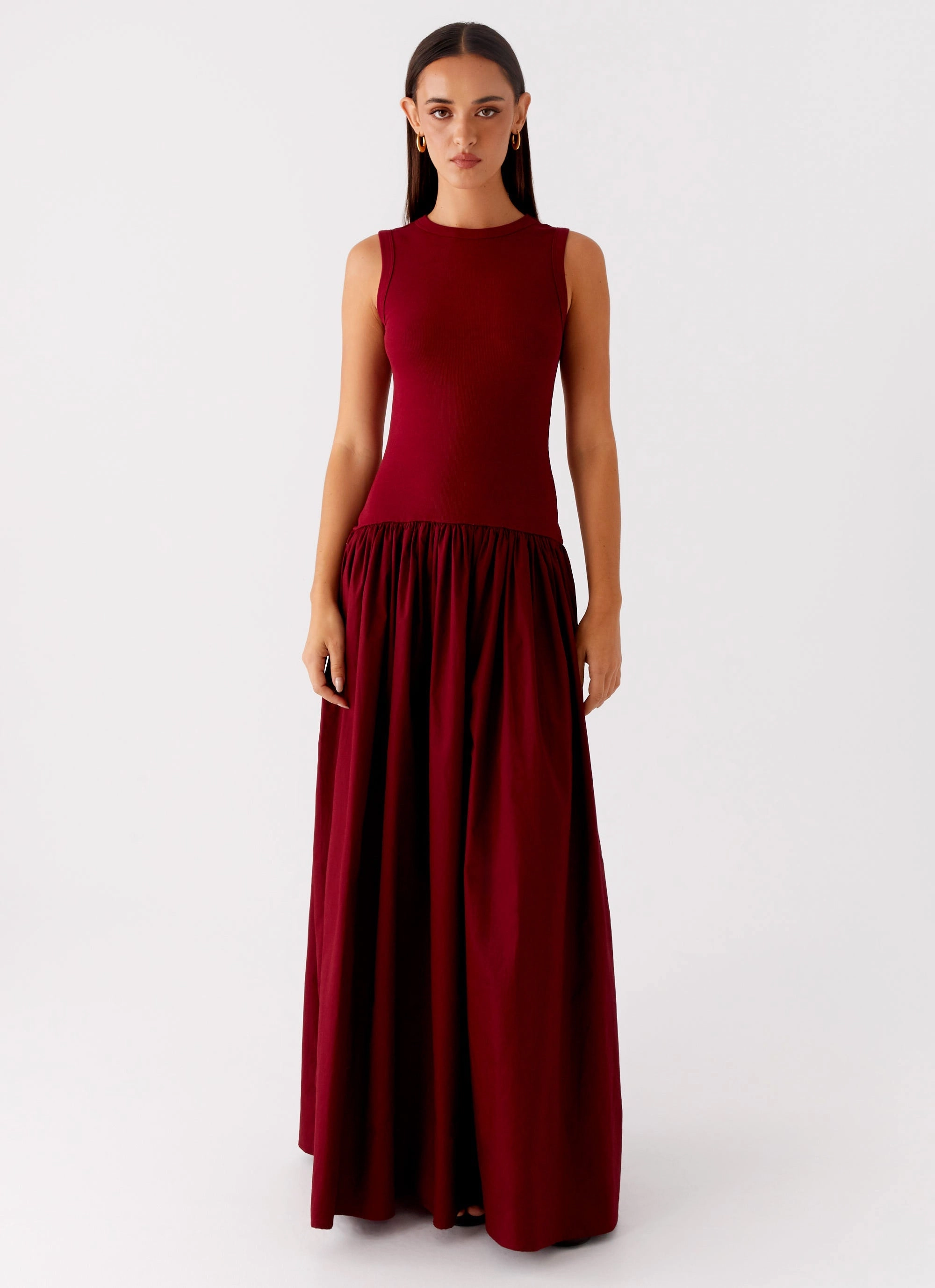 Lux Look Flowing Lines Shivani Maxi Dress - Maroon