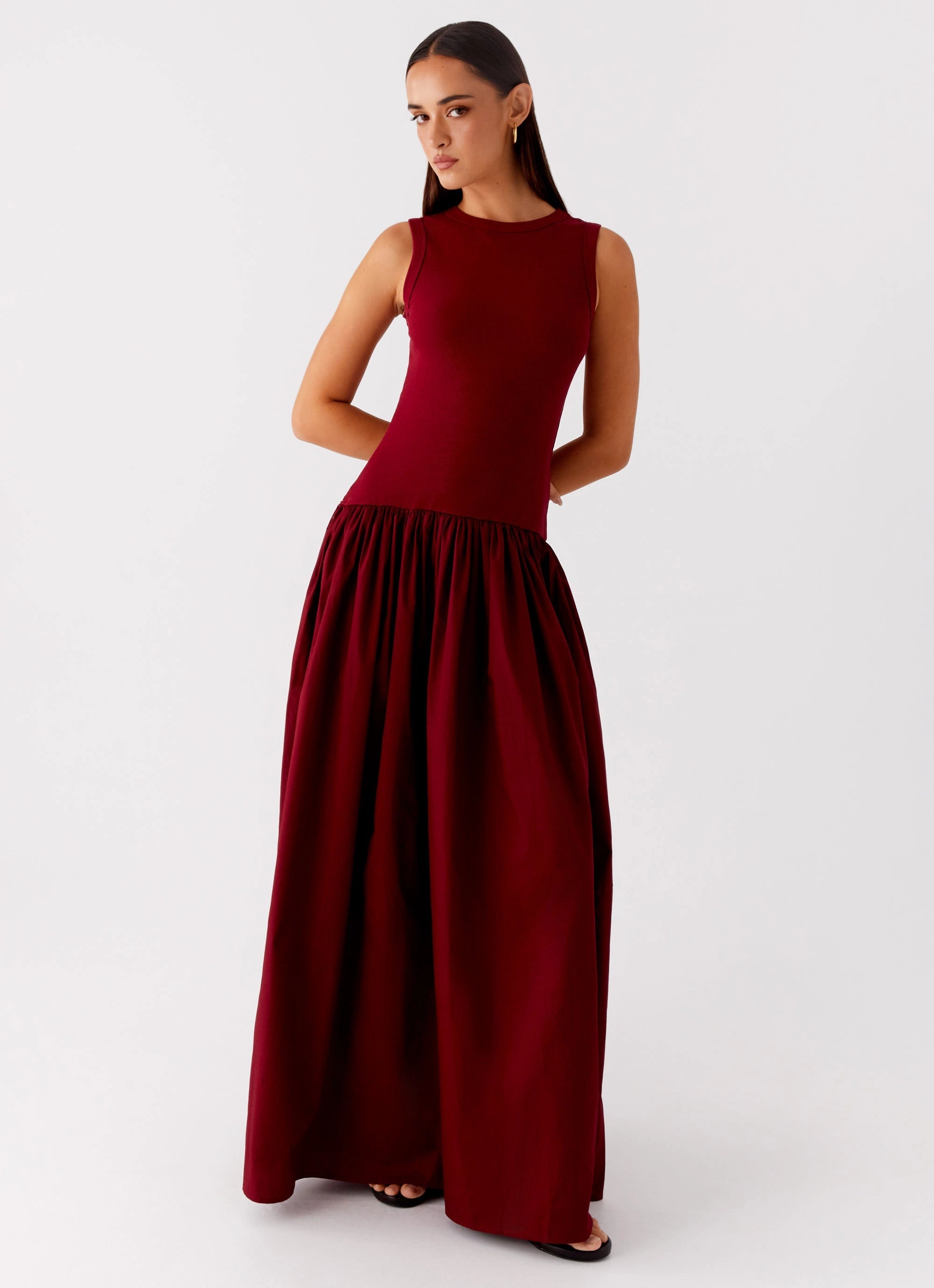 Shivani Maxi Dress - Maroon Light Elegance Simple yet chic gown