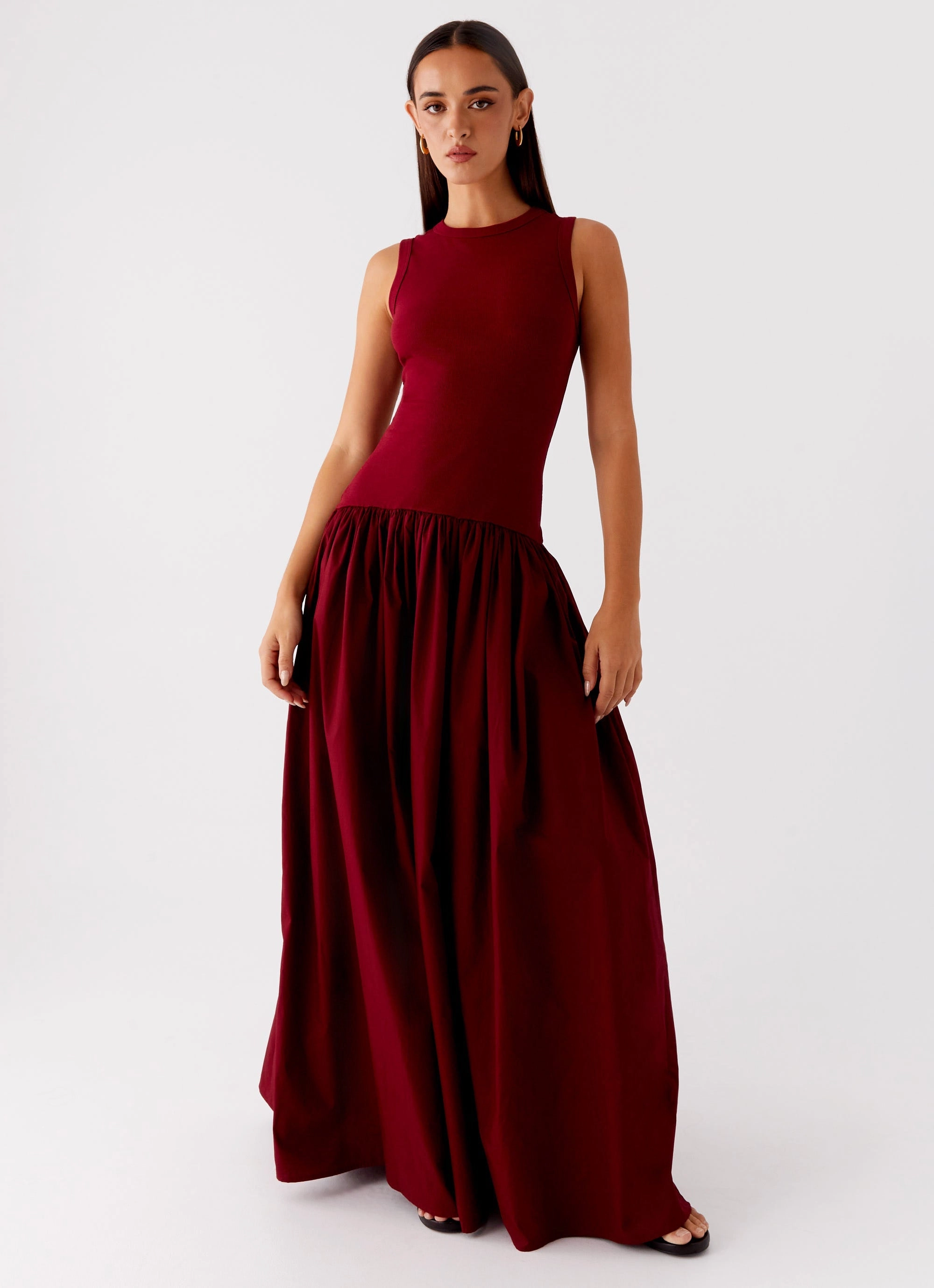 Shivani Maxi Dress - Maroon Smart Fabric Everyday Movement