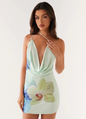 Bohemian Bliss Mesh Mini Dress - Green Floral Urban Favorite