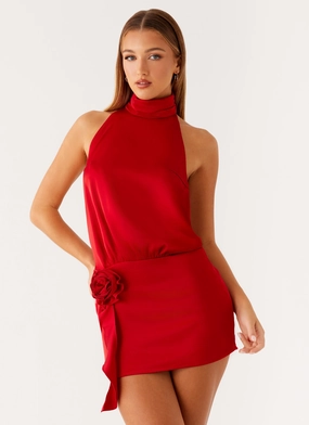 Fresh Motion Birdie Halterneck Mini Dress - Red
